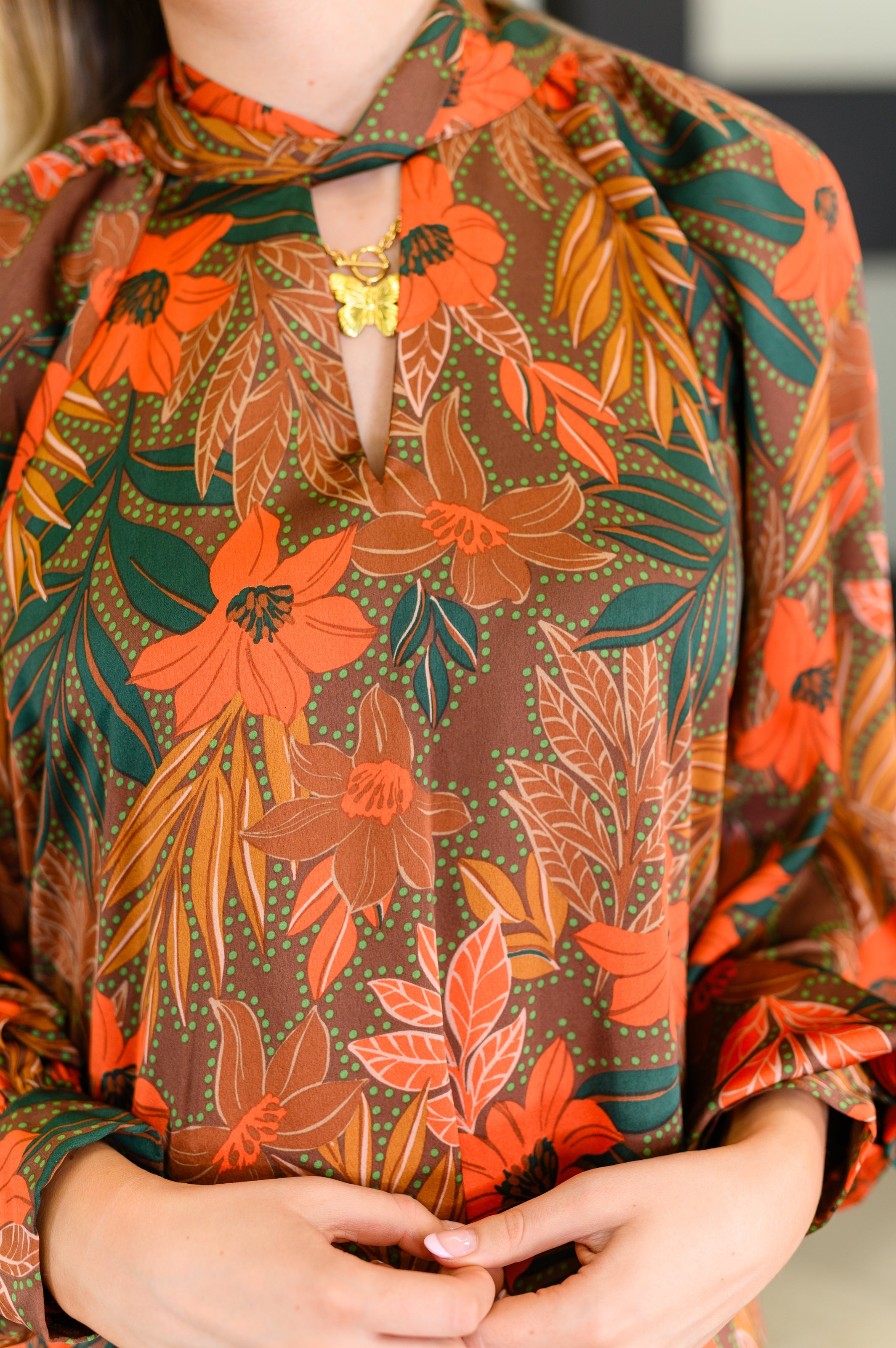 Petals After Dark Balloon Sleeve Dress Womens Ave Shops- Tilden Co.