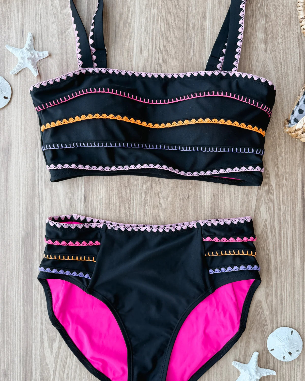 Black Embroidered Swim Bottoms Swim Bottom Mack and Mal- Tilden Co.