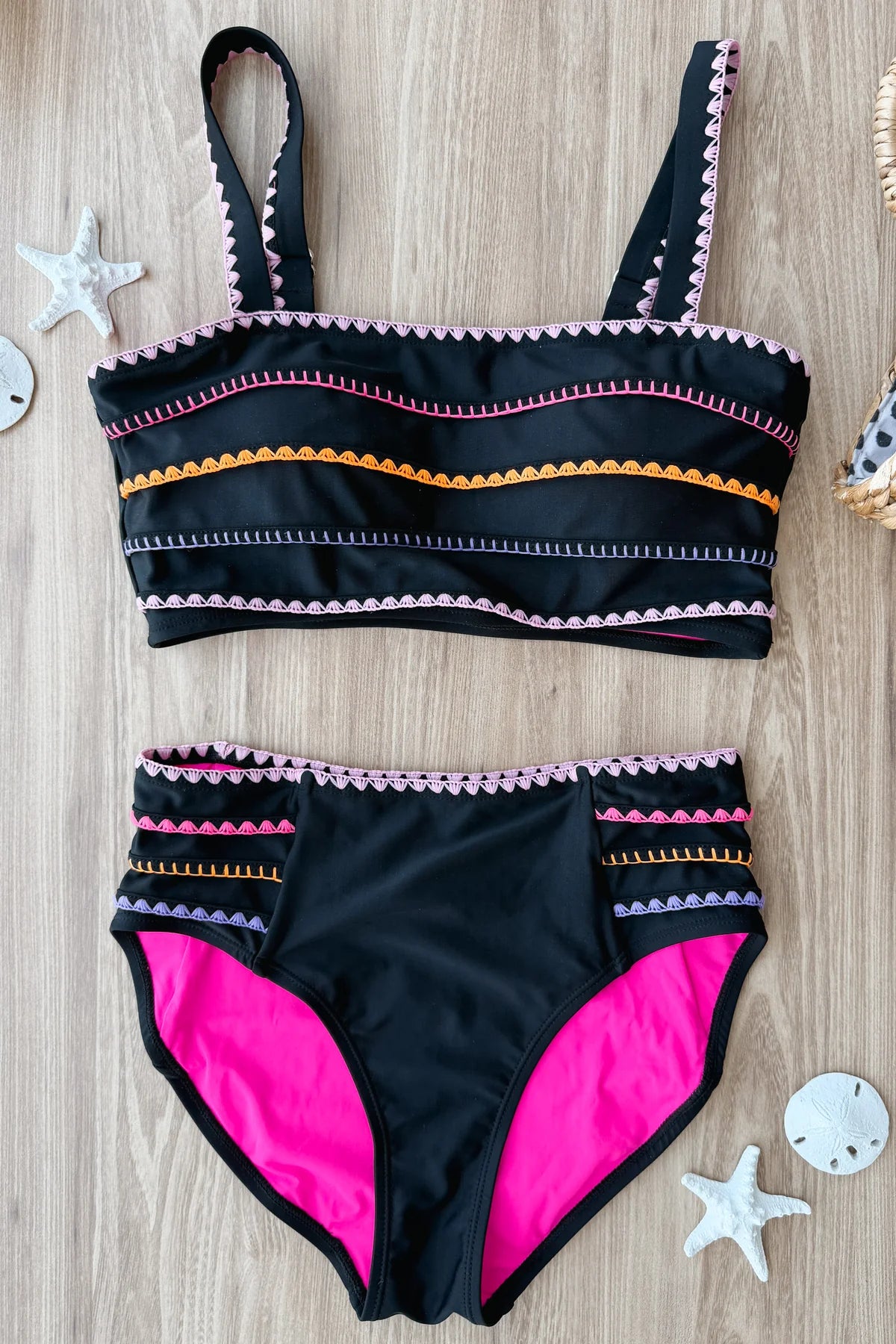 Black Embroidered Swim Bottoms Swim Bottom Mack and Mal- Tilden Co.