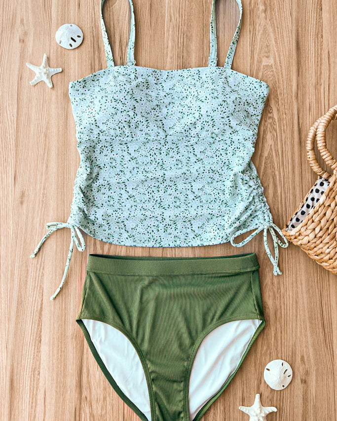 Green Ribbed Swim Bottoms Swim Bottom Mack and Mal- Tilden Co.