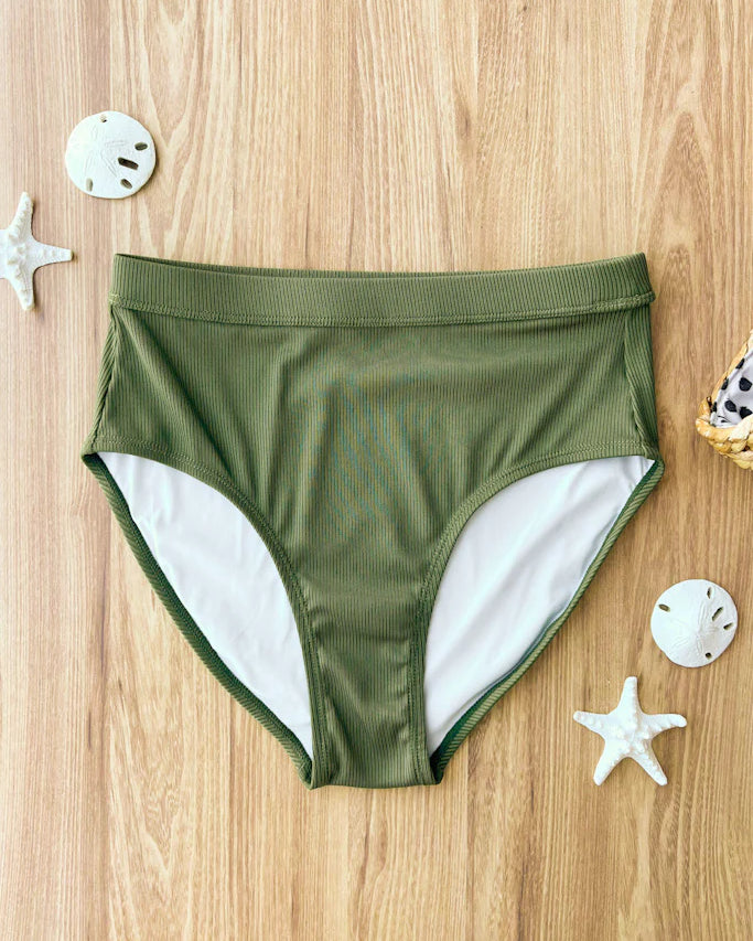 Green Ribbed Swim Bottoms Swim Bottom Mack and Mal- Tilden Co.