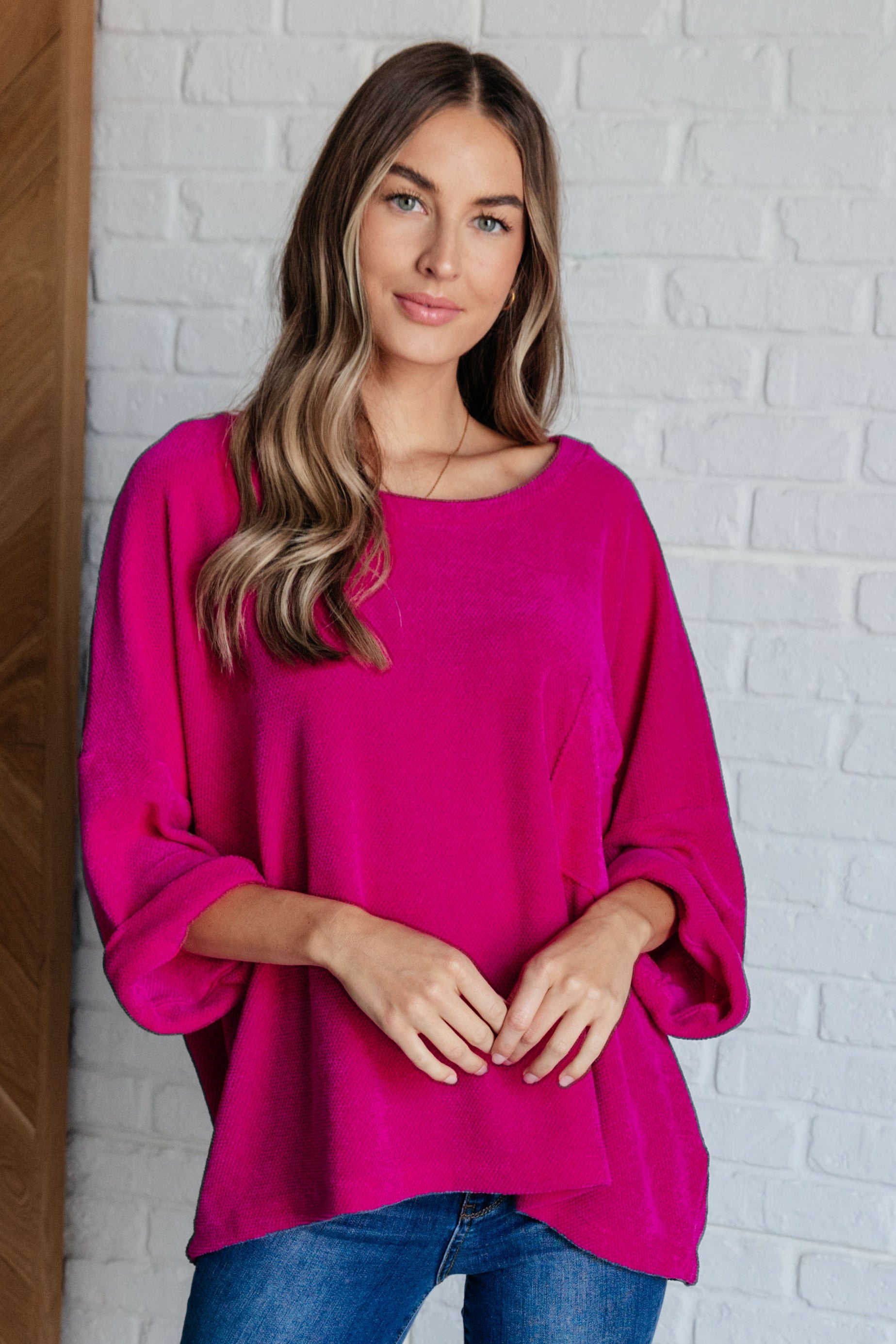 Pink Thoughts Chenille Blouse Blouses Ave Shops- Tilden Co.