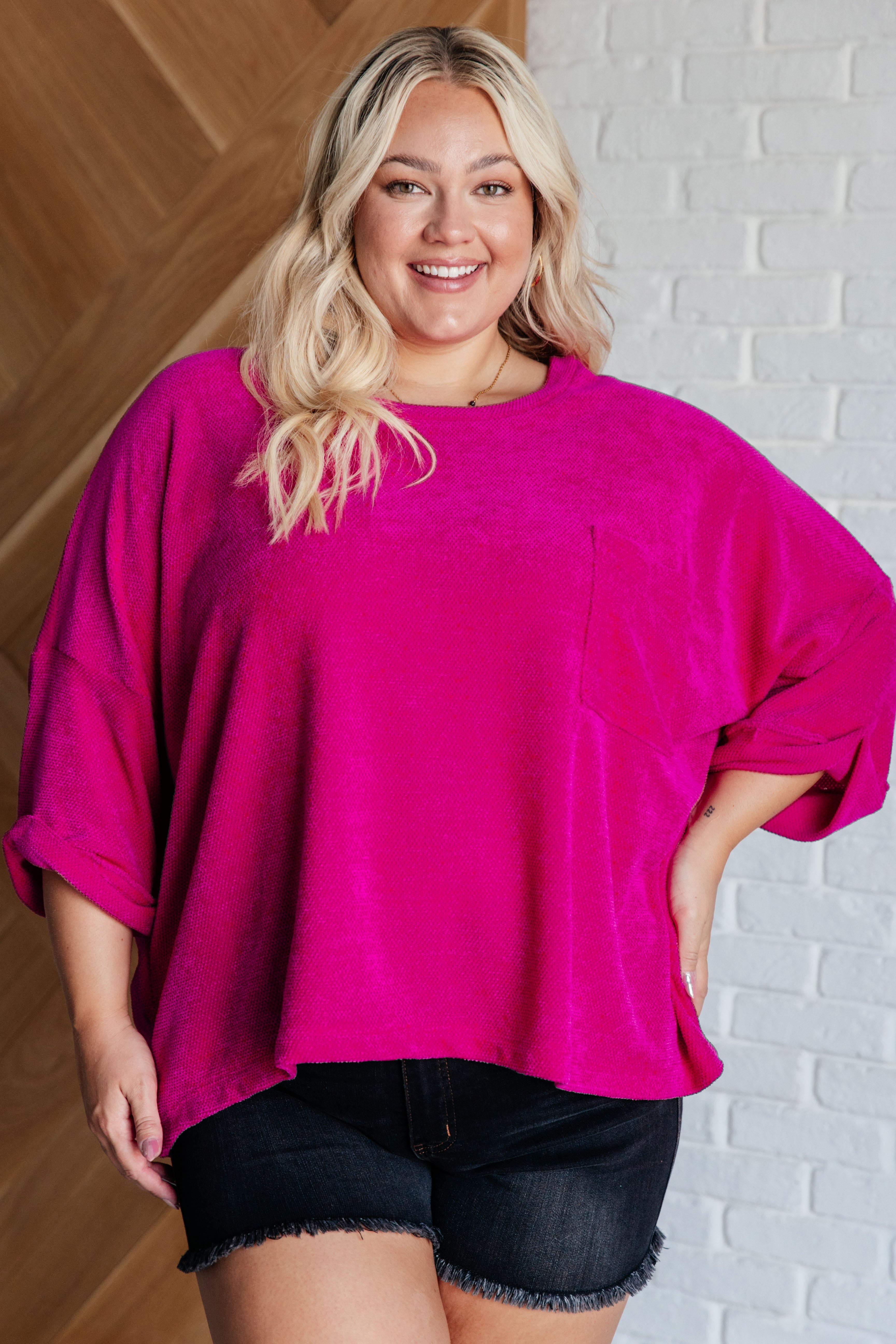 Pink Thoughts Chenille Blouse Blouses Ave Shops- Tilden Co.