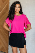 Pink and Perfect Ruffle Sleeve Top Tops Ave Shops- Tilden Co.
