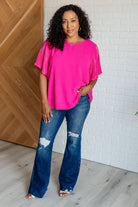 Pink and Perfect Ruffle Sleeve Top Tops Ave Shops- Tilden Co.