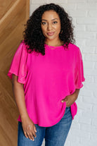 Pink and Perfect Ruffle Sleeve Top Tops Ave Shops- Tilden Co.