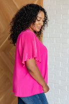 Pink and Perfect Ruffle Sleeve Top Tops Ave Shops- Tilden Co.