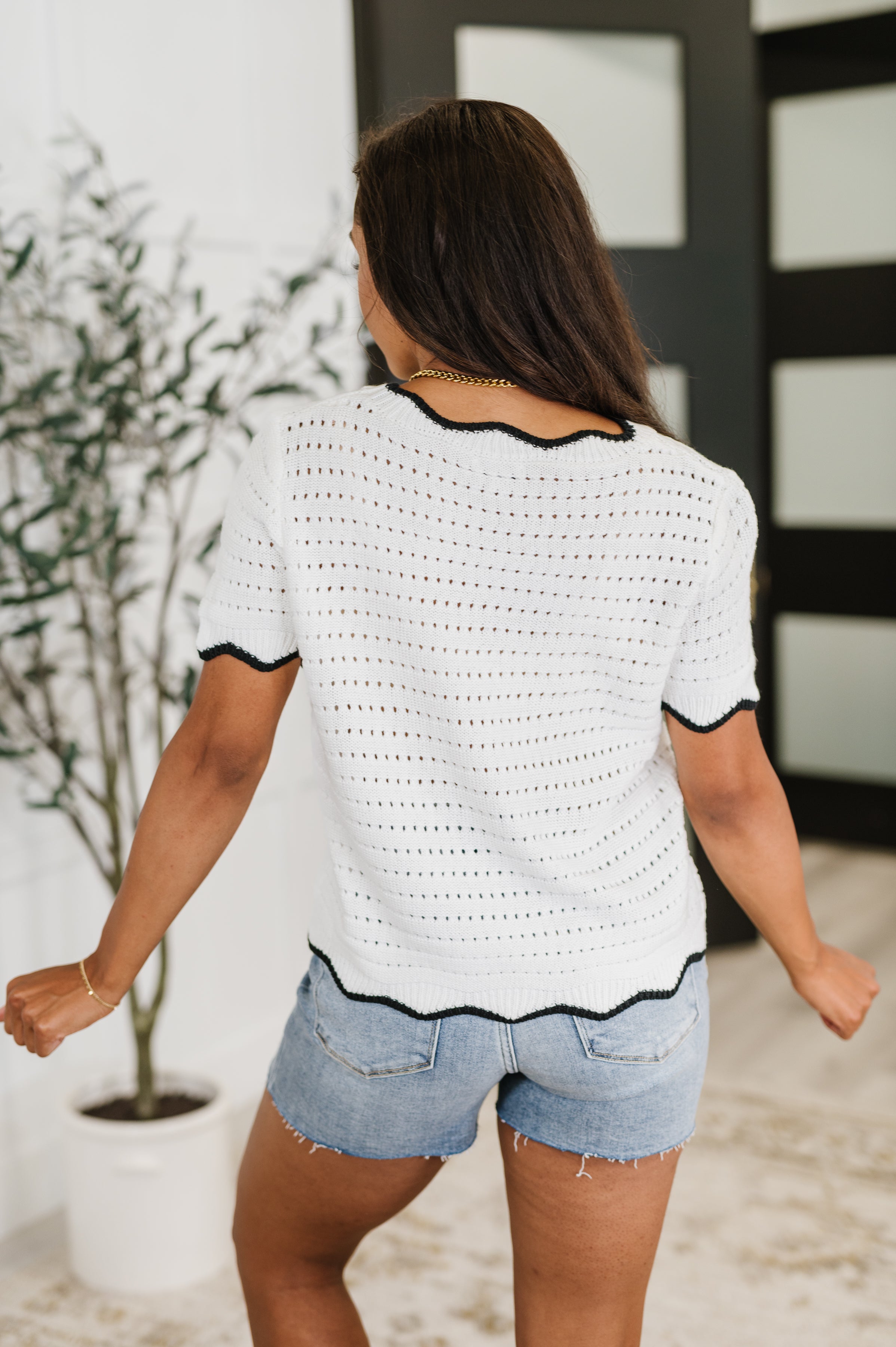 Pinkies Up Knit Top in White Womens Ave Shops- Tilden Co.