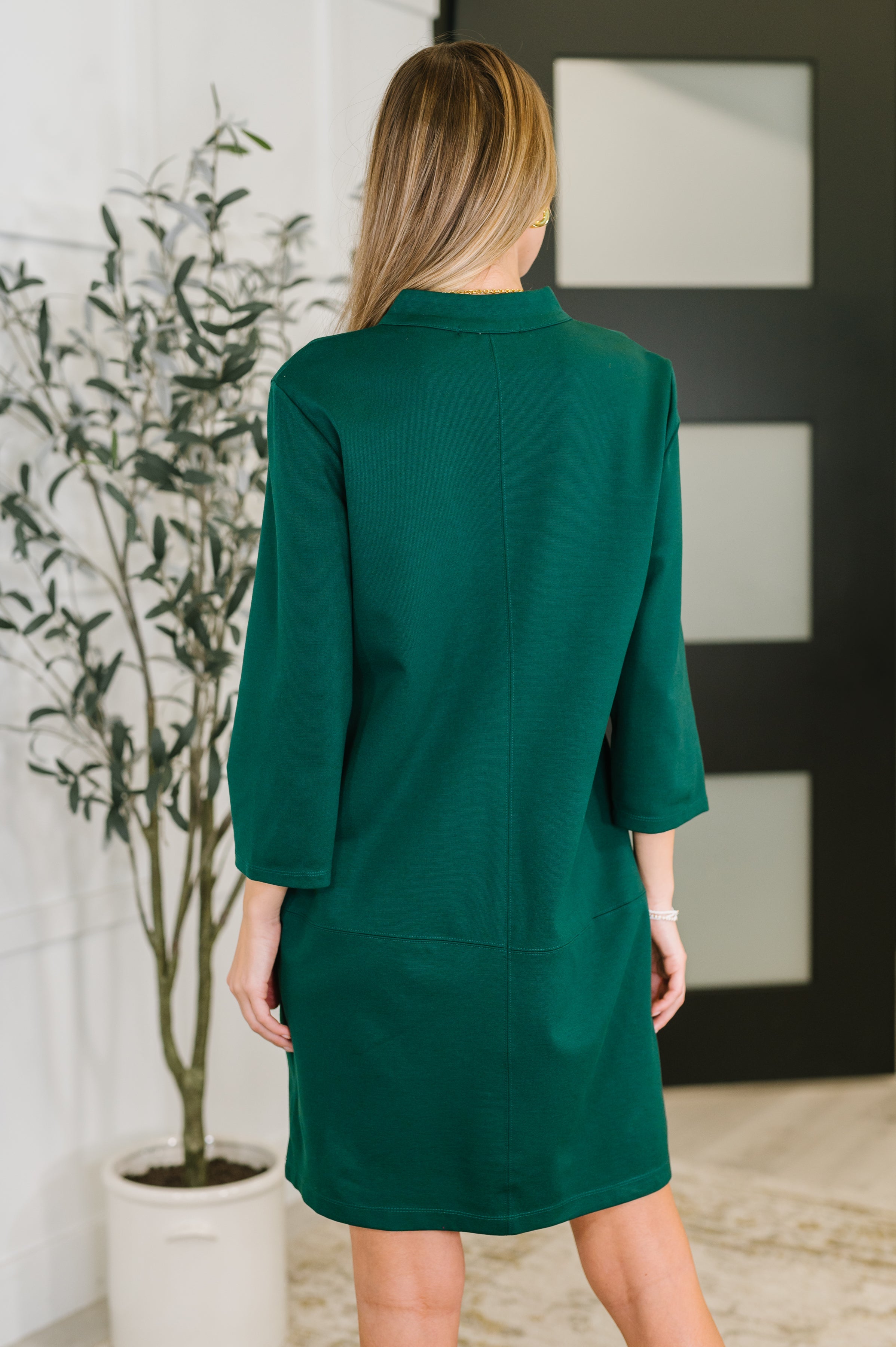 Portfolio Quarter Sleeve Dress in Hunter Green Womens Ave Shops- Tilden Co.