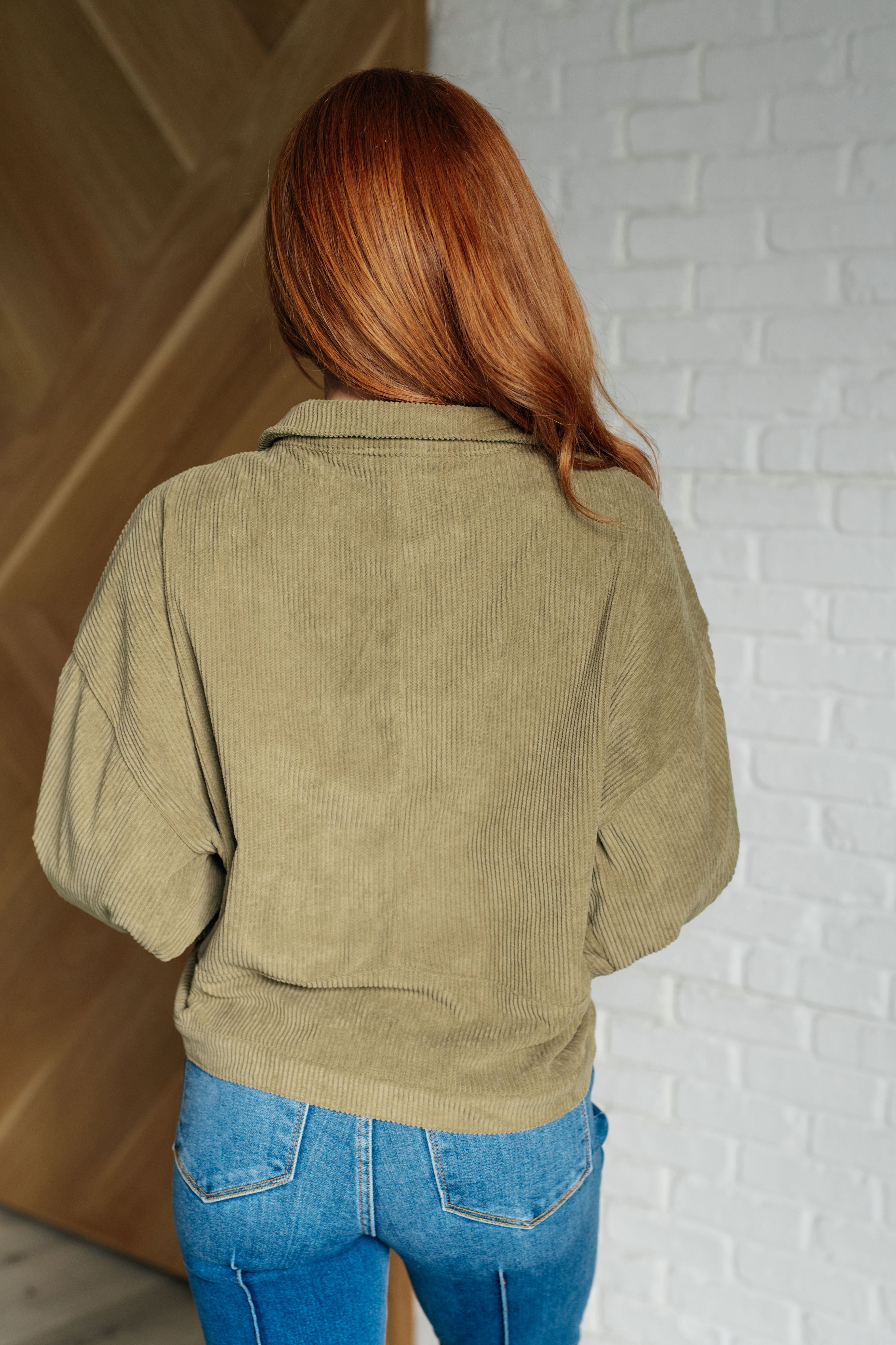 Primrose Corduroy Jacket in Olive Layers Ave Shops- Tilden Co.