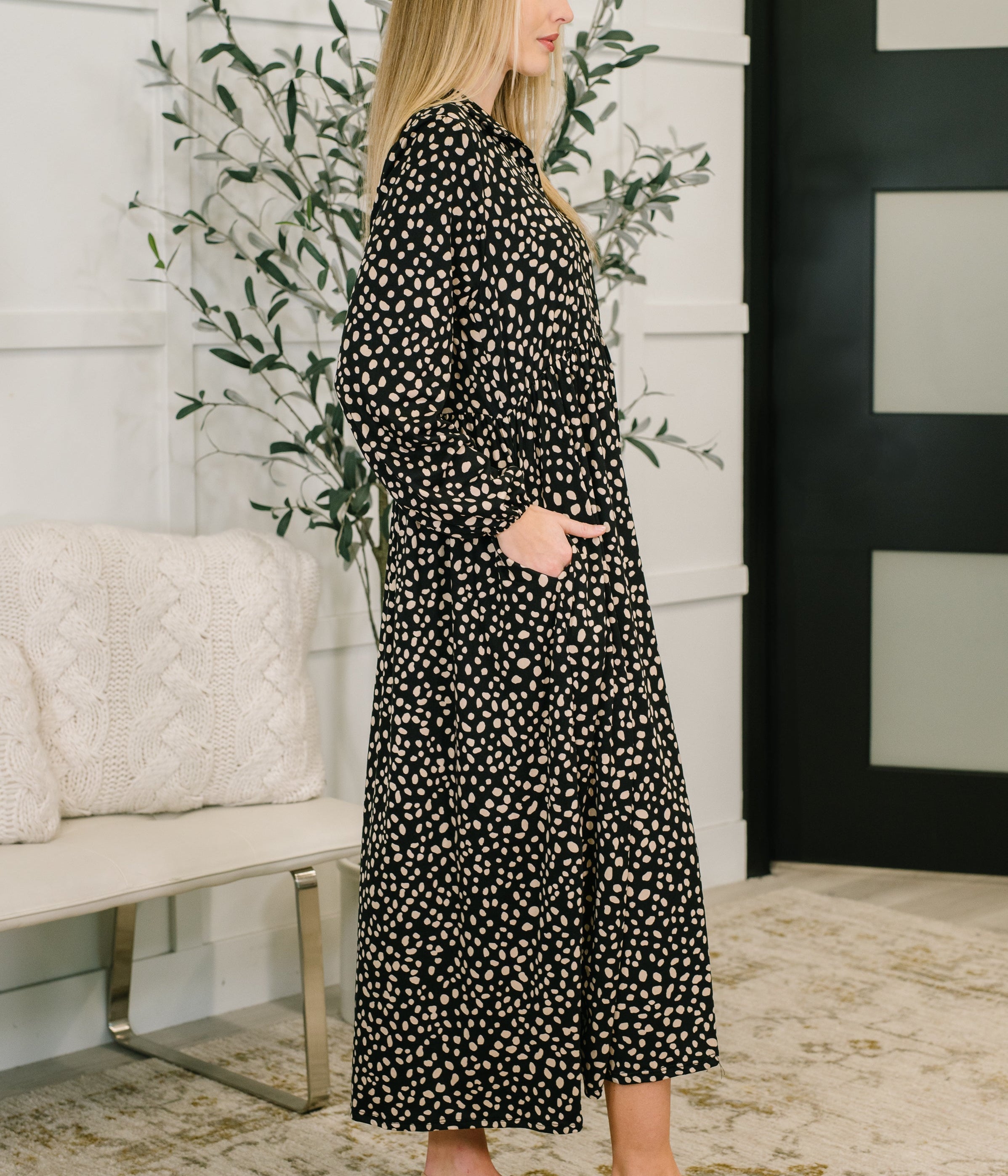 Promotional Proposal Collared Dress in Black and Khaki Womens Ave Shops- Tilden Co.