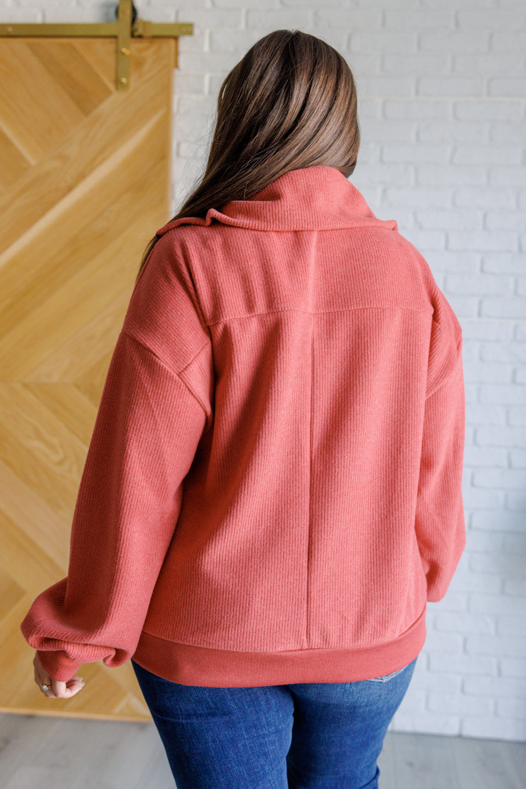 Quite the Impression Half Zip Pullover in Rust Tops Ave Shops- Tilden Co.