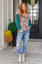 Retro and Ribbed Floral Color Block Top Tops Ave Shops- Tilden Co.