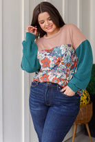 Retro and Ribbed Floral Color Block Top Tops Ave Shops- Tilden Co.