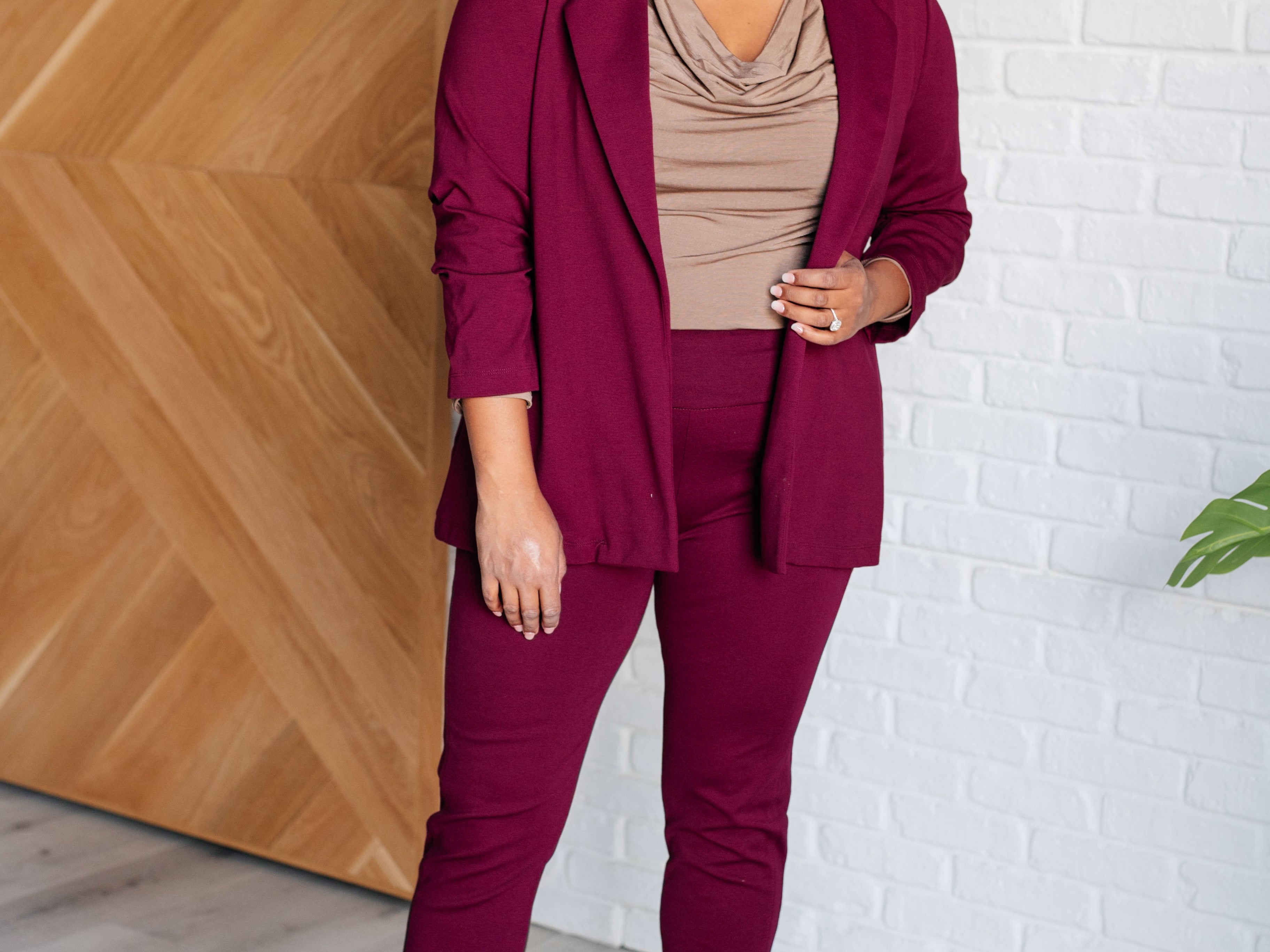 Magic Ankle Crop Skinny Pants in Wine Bottoms Ave Shops- Tilden Co.