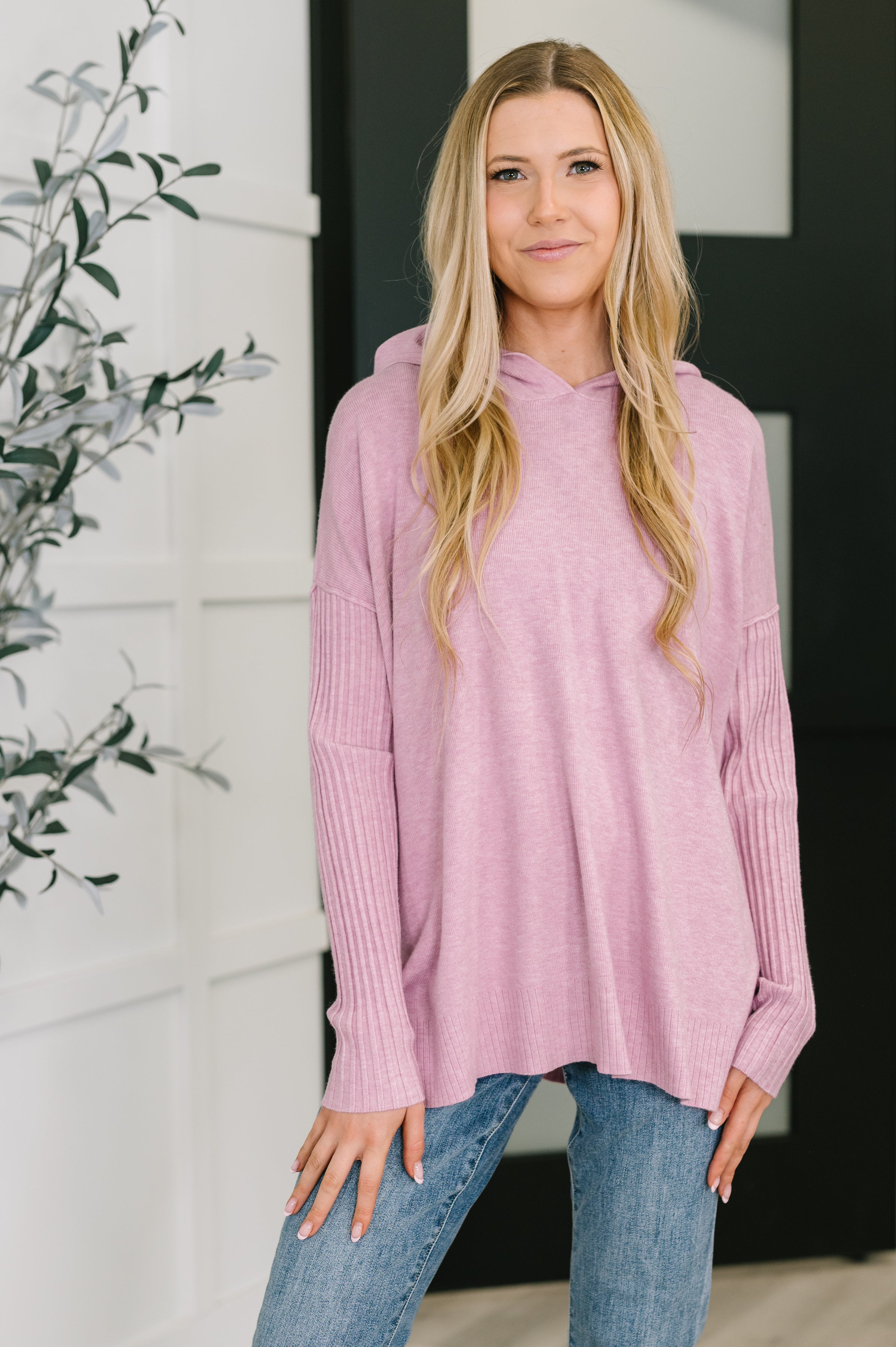 Running Late Hooded Long Sleeve in Mauve Womens Ave Shops- Tilden Co.