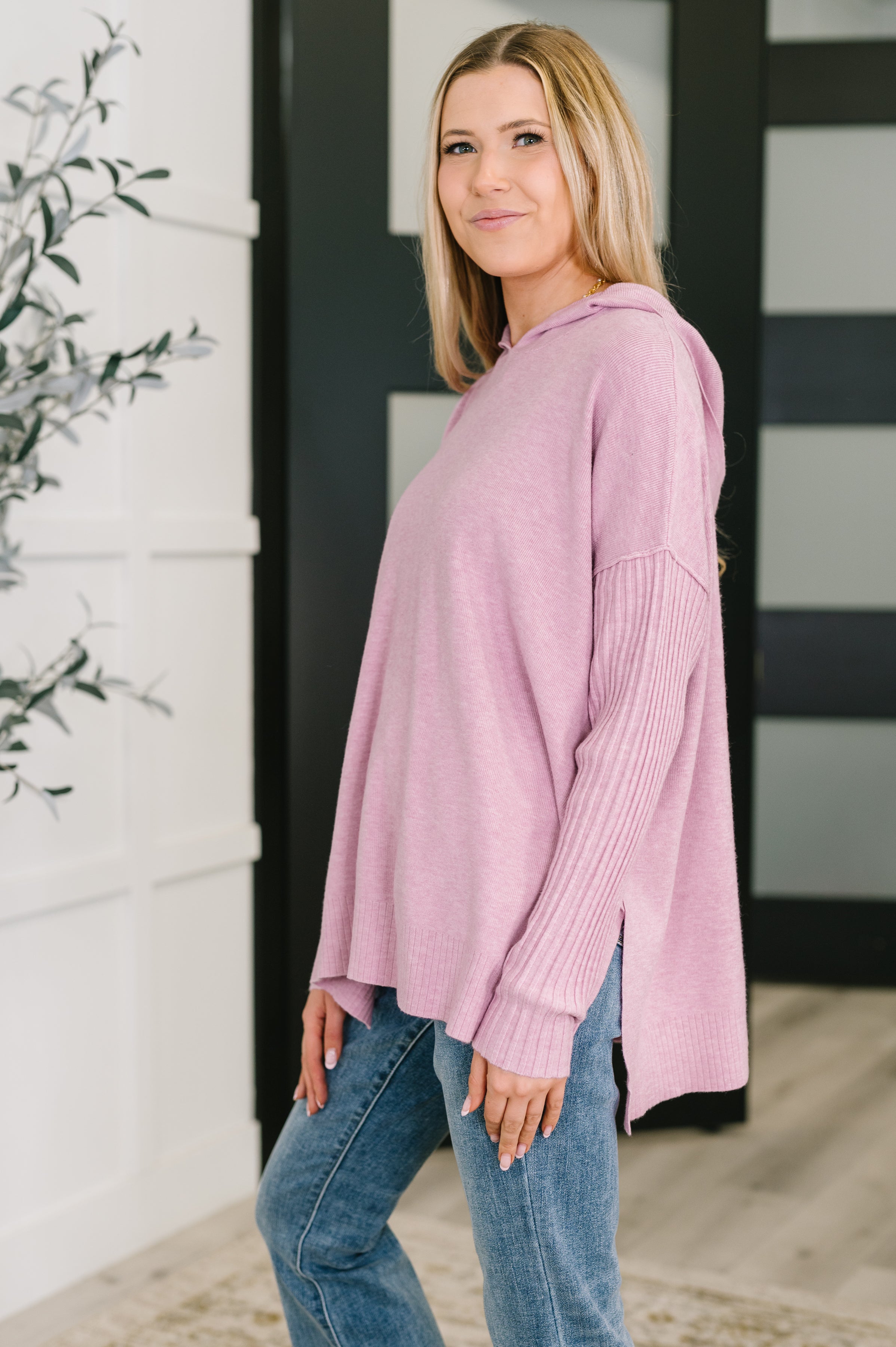 Running Late Hooded Long Sleeve in Mauve Womens Ave Shops- Tilden Co.
