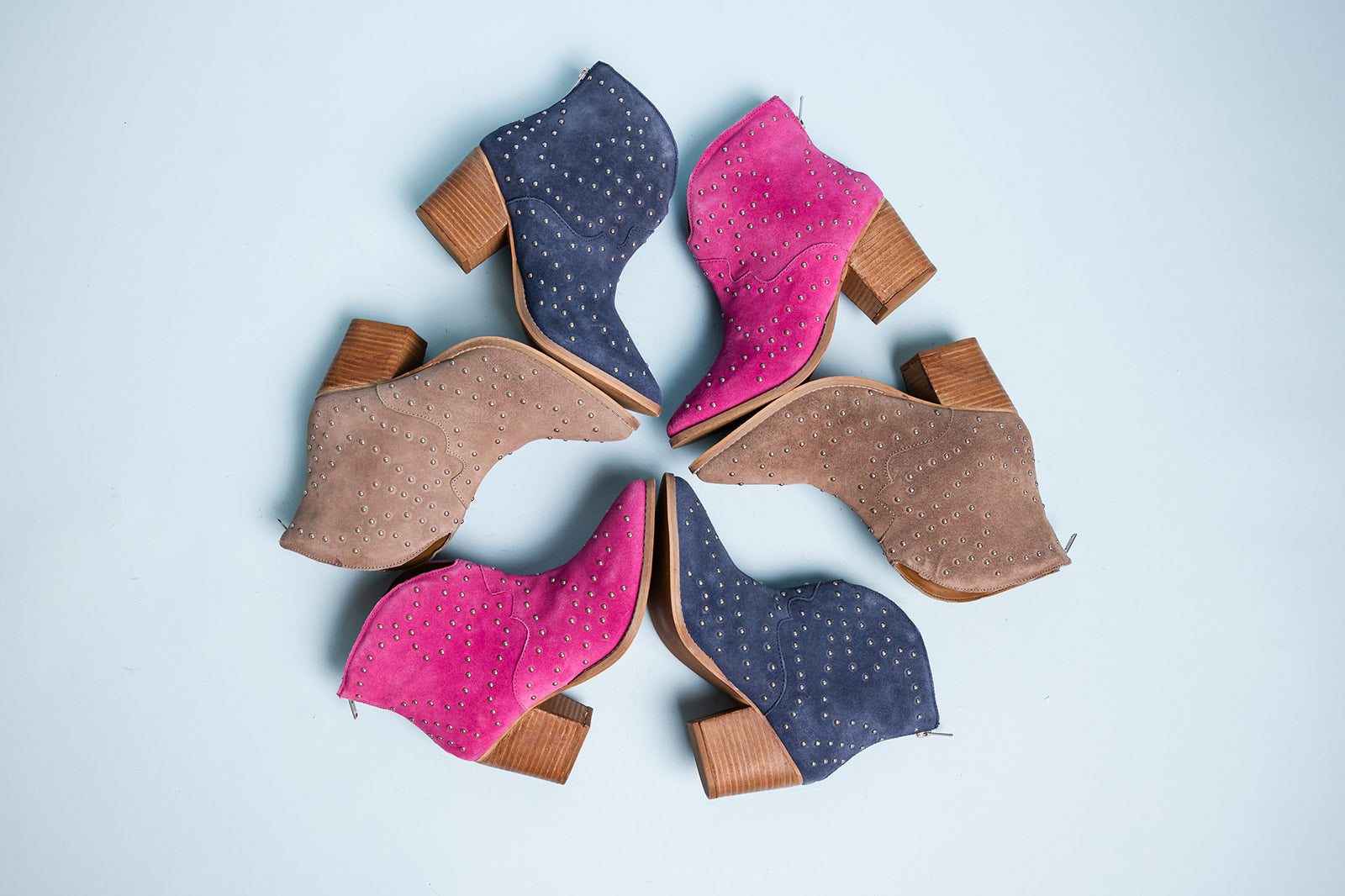 Twilight Studded Heeled Ankle Boot in Magenta 100 Western Boots Naughty Monkey- Tilden Co.