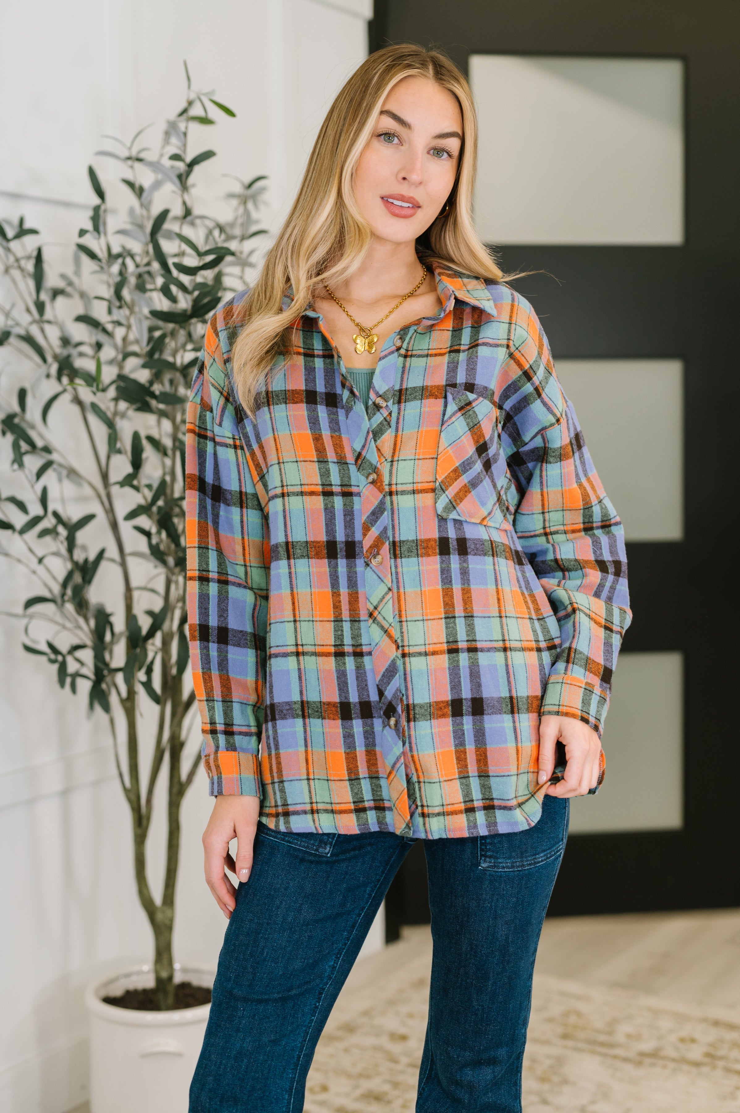Rustic Rhythm Plaid Button Down Womens Ave Shops- Tilden Co.