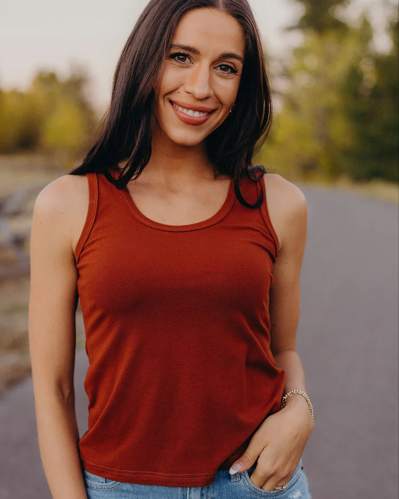 Scoop Neck Tank Top in Autumn Spice Tank Top Mikarose- Tilden Co.