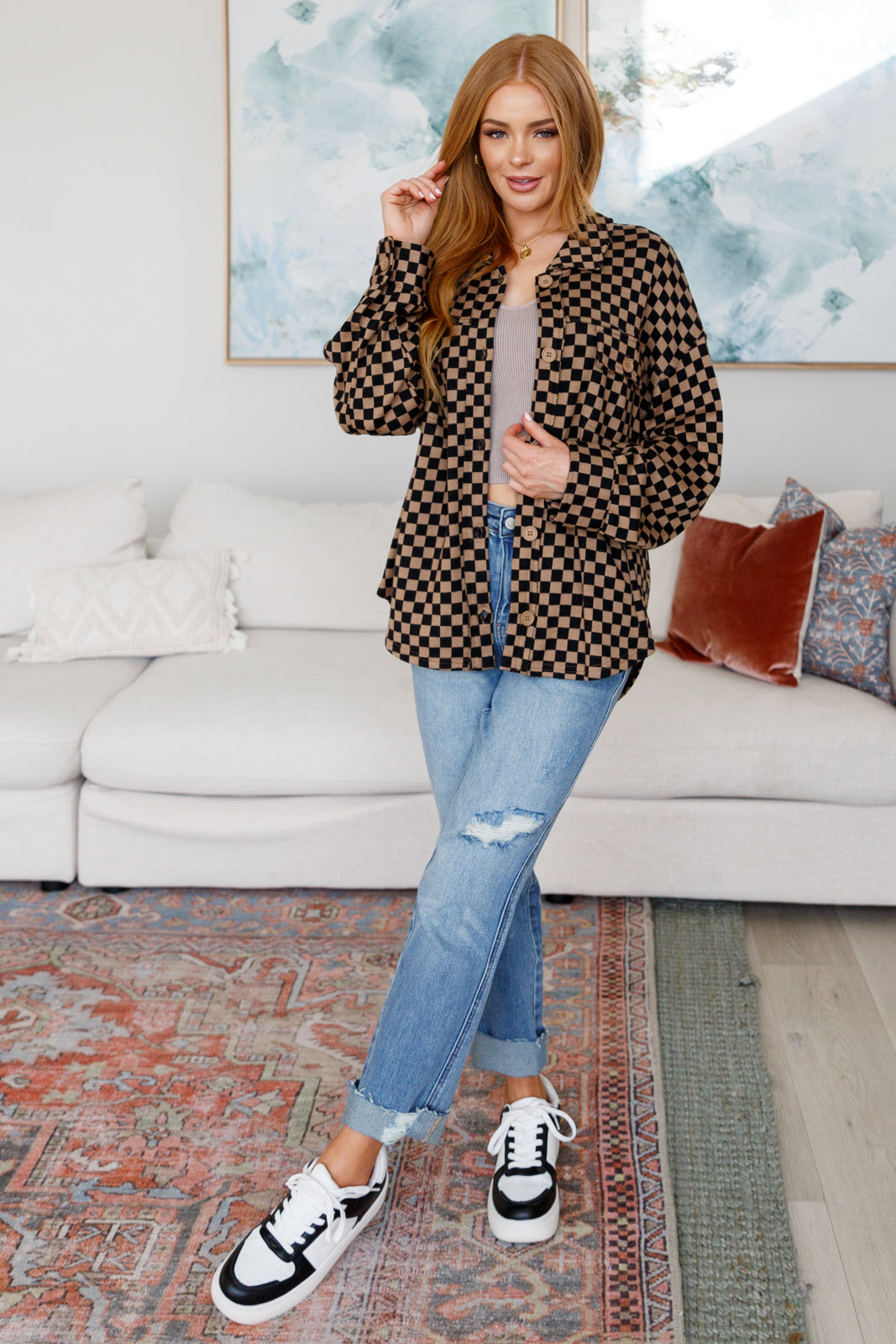 Safe Secrets Checkered Shacket Layers Ave Shops- Tilden Co.