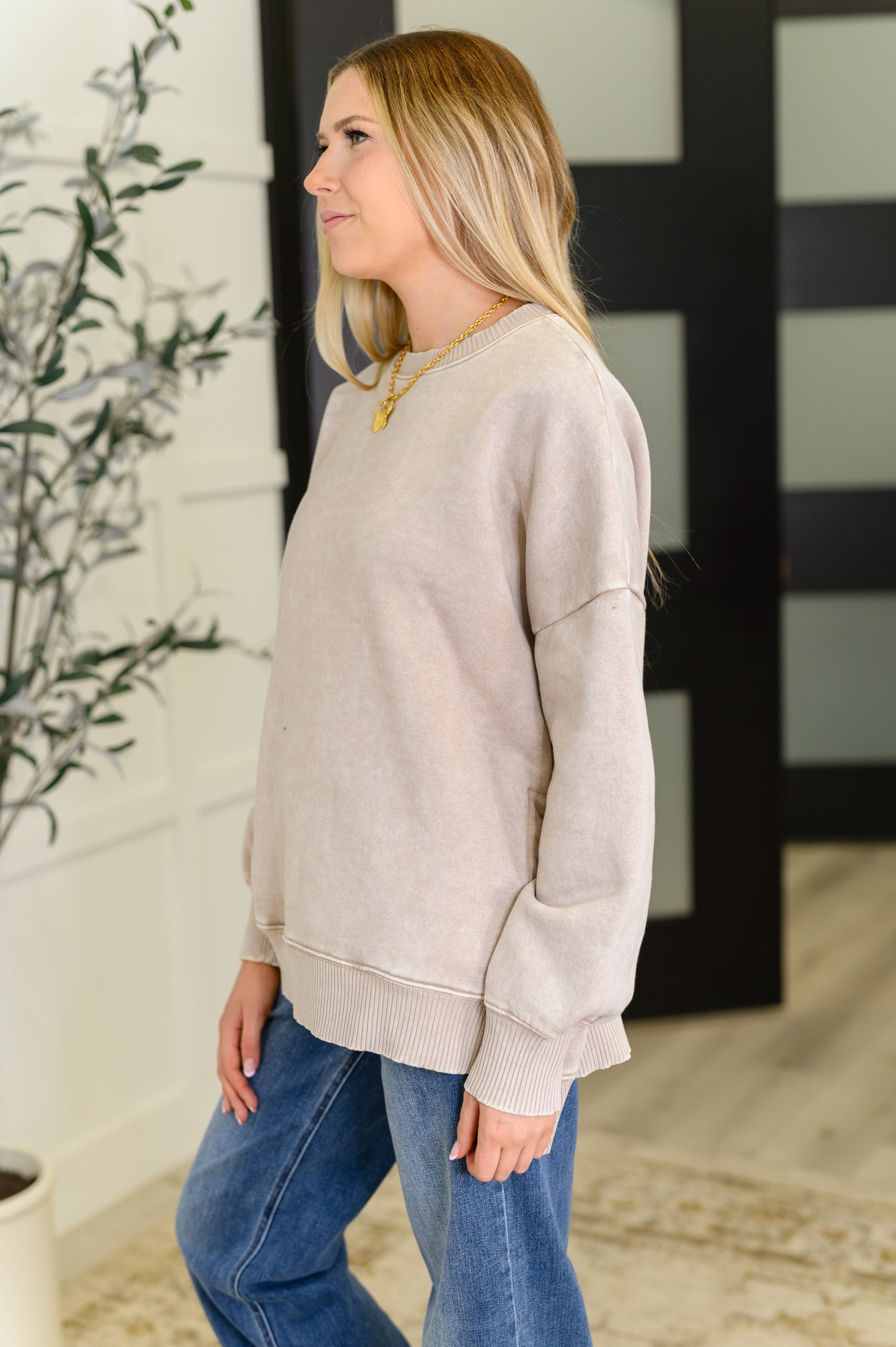 Safe and Secure Mineral Wash Pullover in Ash Mocha Womens Ave Shops- Tilden Co.