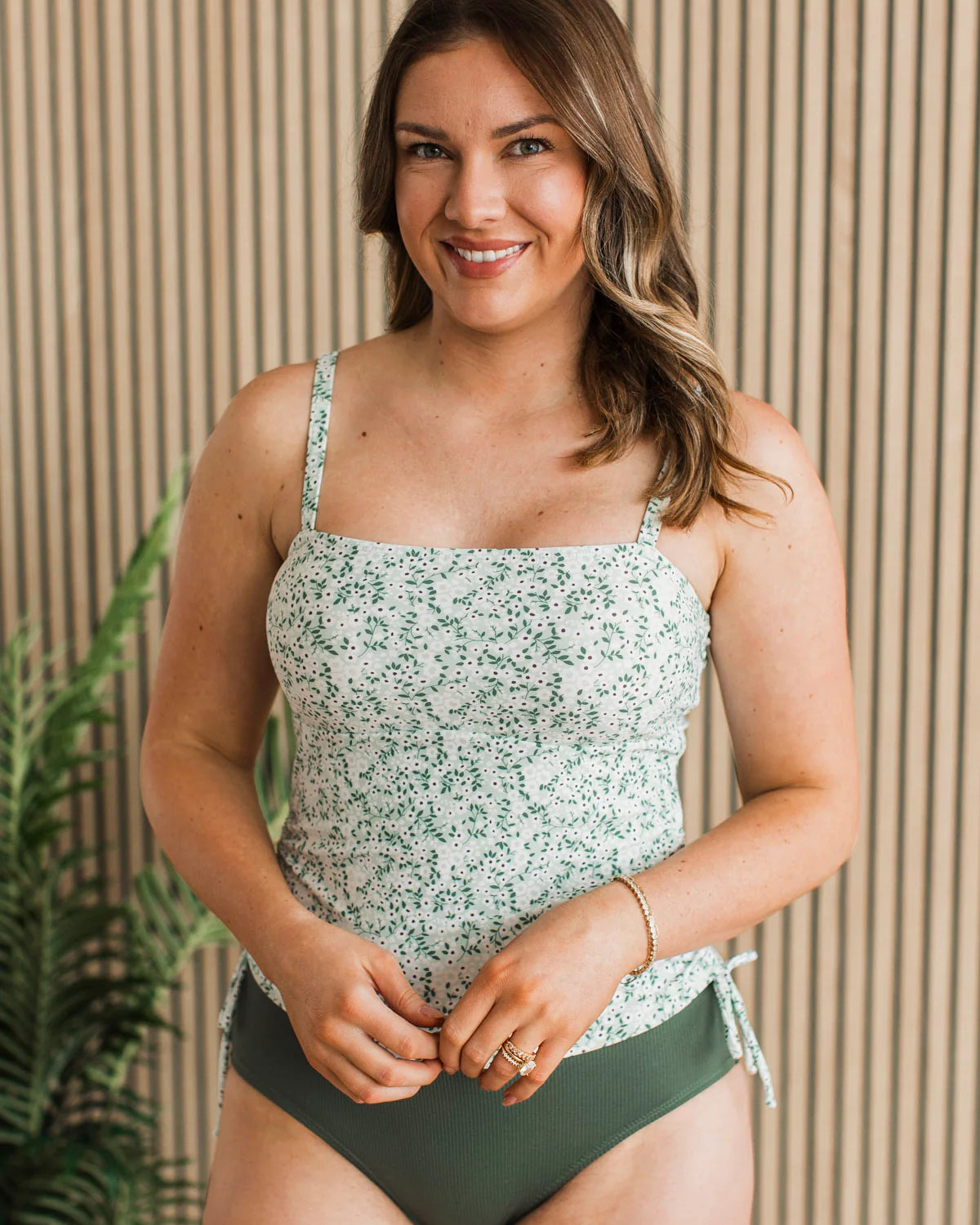 Mint Floral Swim Tankini Swim Crop Top Mack and Mal- Tilden Co.