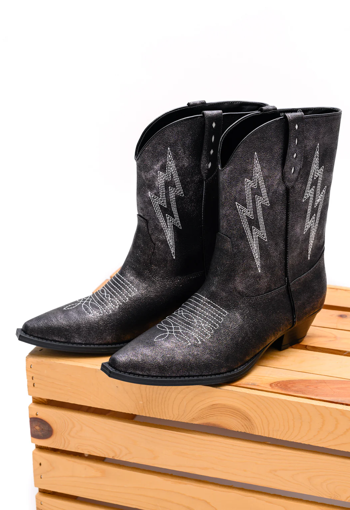 Bowie Metallic Boot in Black 110 Fashion Boots Naughty Monkey- Tilden Co.