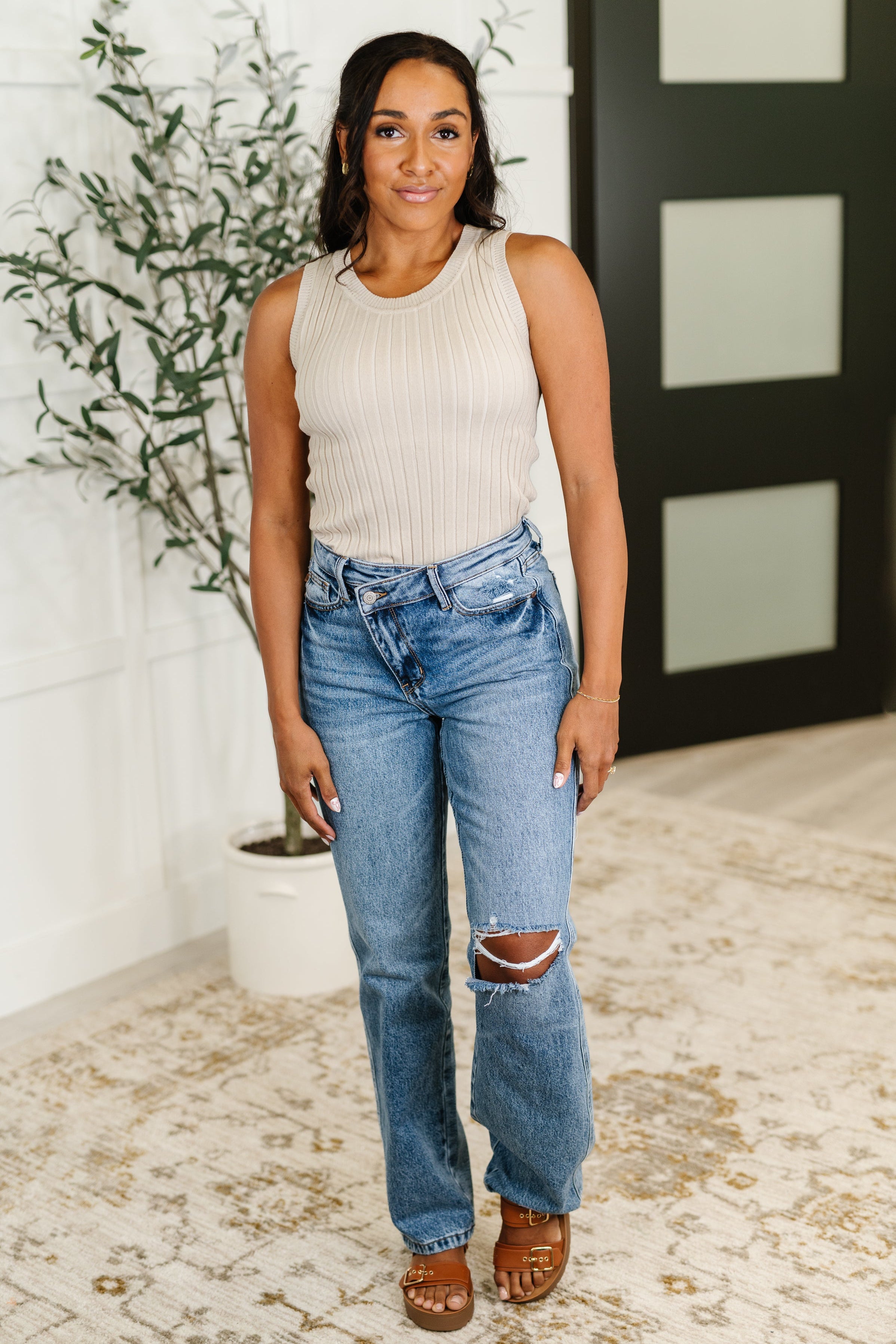 She's Exceptional Ribbed Crew Neck Tank Top Tops Ave Shops- Tilden Co.