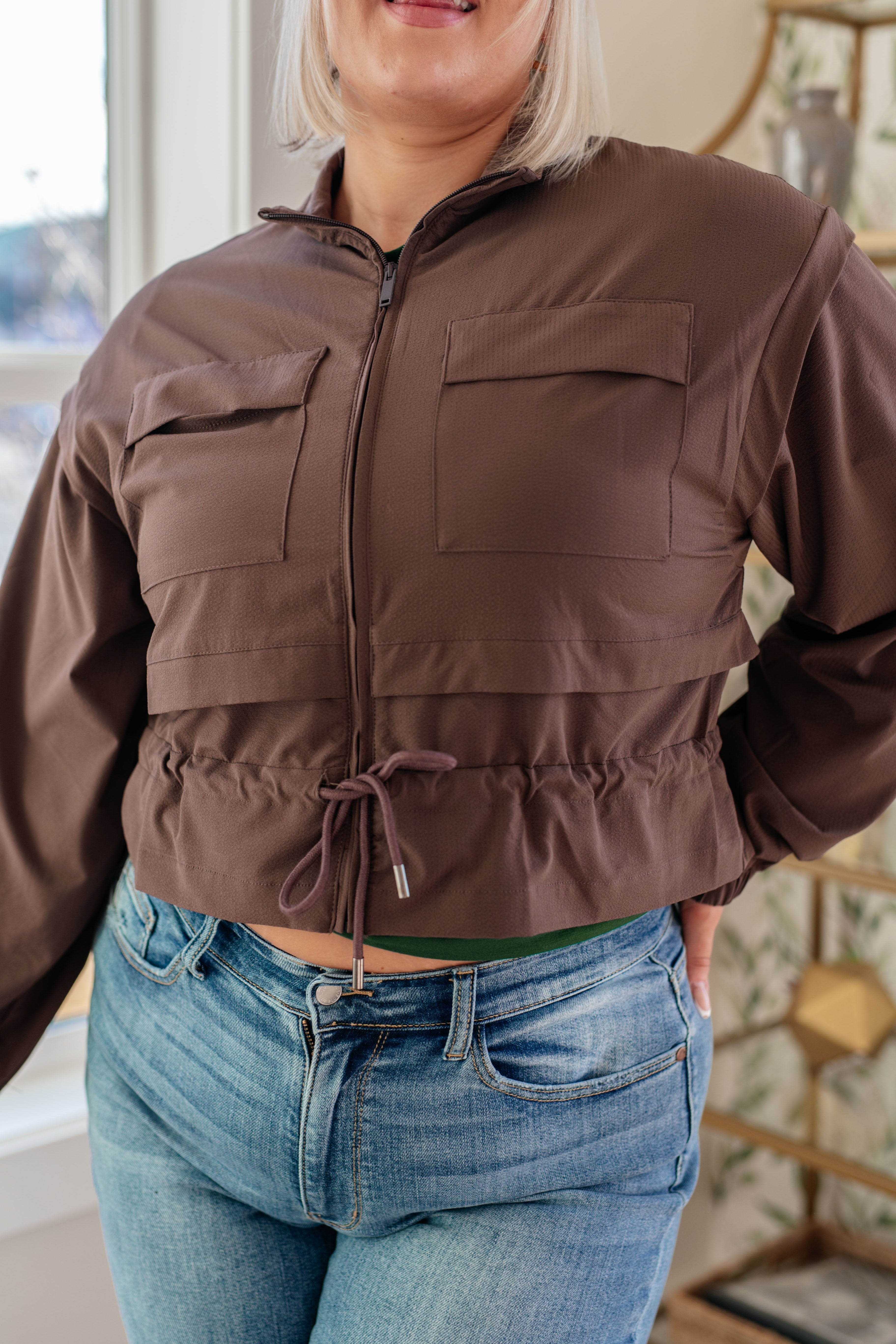 She's Got Game Cropped Jacket in Brown Layers Ave Shops- Tilden Co.