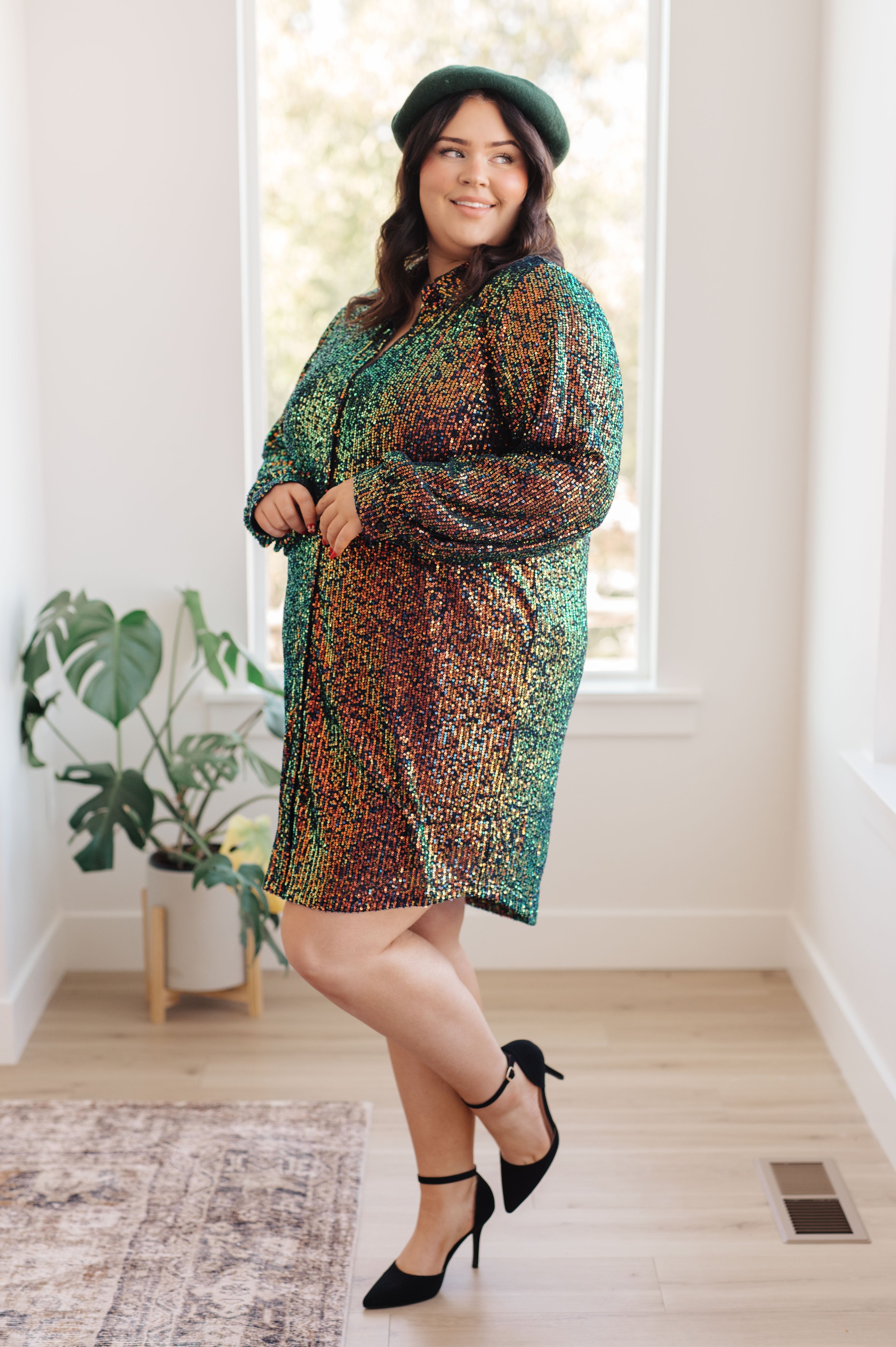 Shimmering Splendor Sequin Shirt Dress Dresses Ave Shops- Tilden Co.
