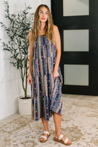Sierra Spirit Gathered Tiered Dress in Navy Womens Ave Shops- Tilden Co.