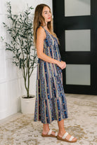 Sierra Spirit Gathered Tiered Dress in Navy Womens Ave Shops- Tilden Co.
