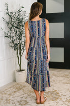 Sierra Spirit Gathered Tiered Dress in Navy Womens Ave Shops- Tilden Co.