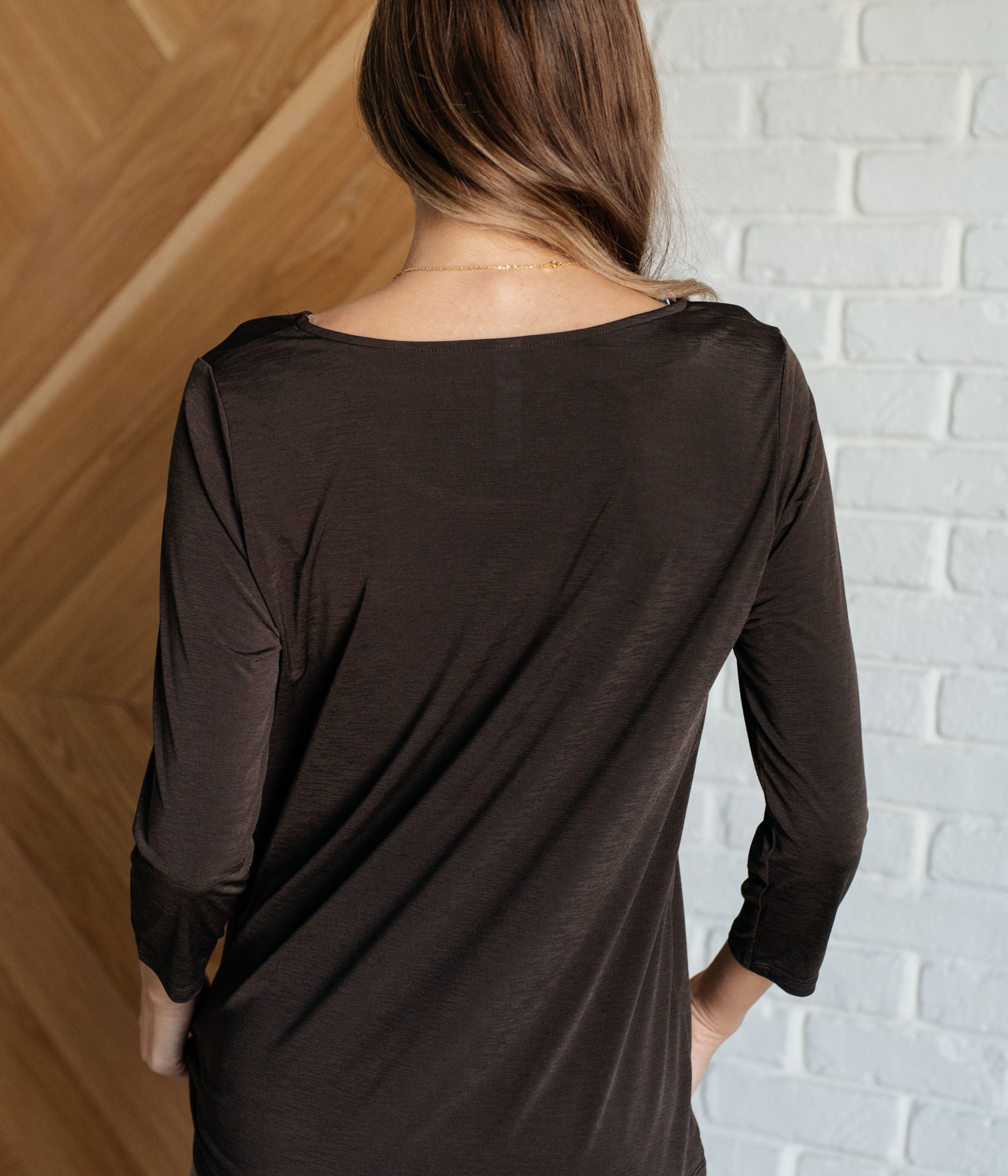 Signature Classic Round Neck Top in Chocolate Tops Ave Shops- Tilden Co.