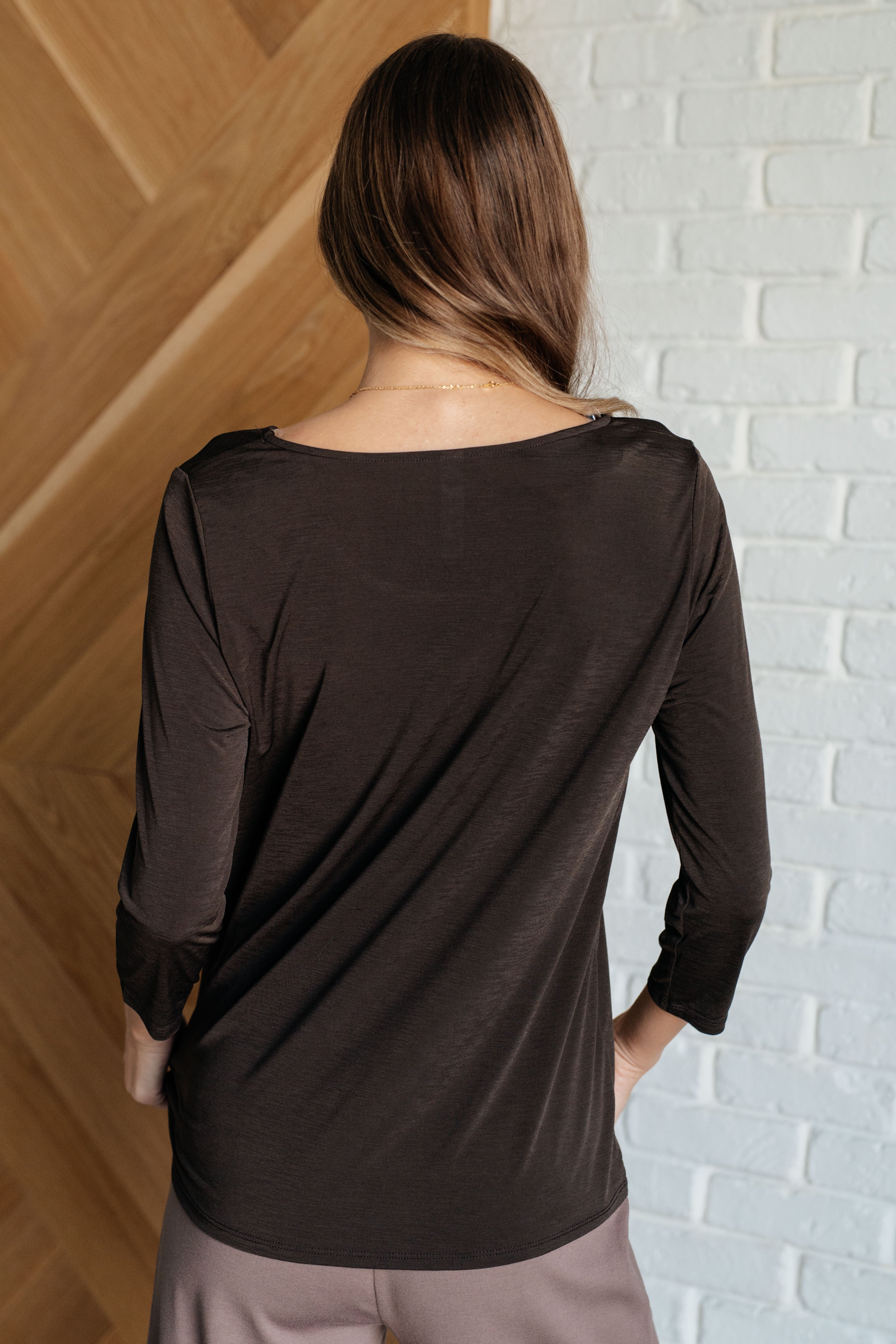 Signature Classic Round Neck Top in Chocolate Tops Ave Shops- Tilden Co.