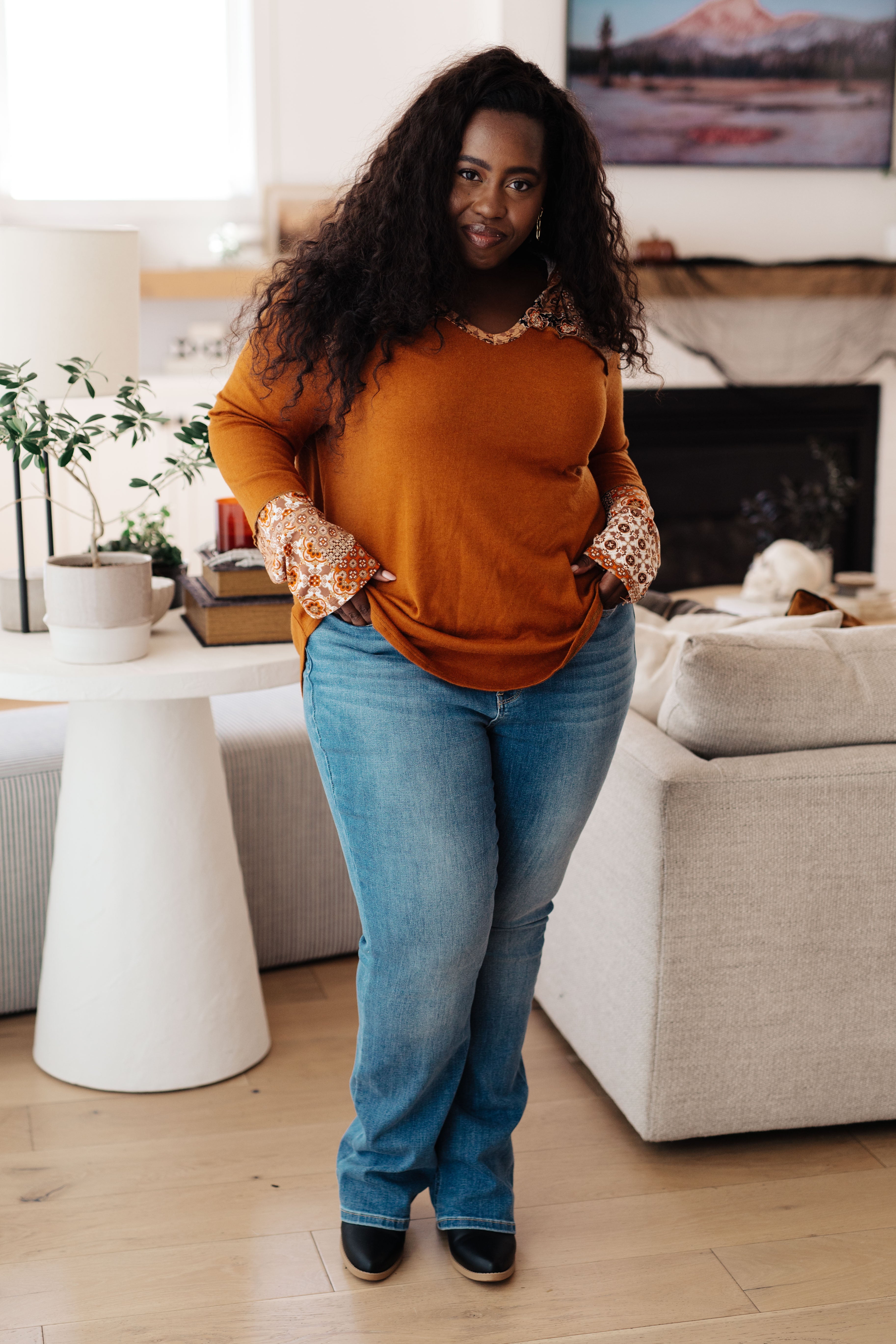 Sipping Iced Tea Mixed Print Hoodie Tops Ave Shops- Tilden Co.