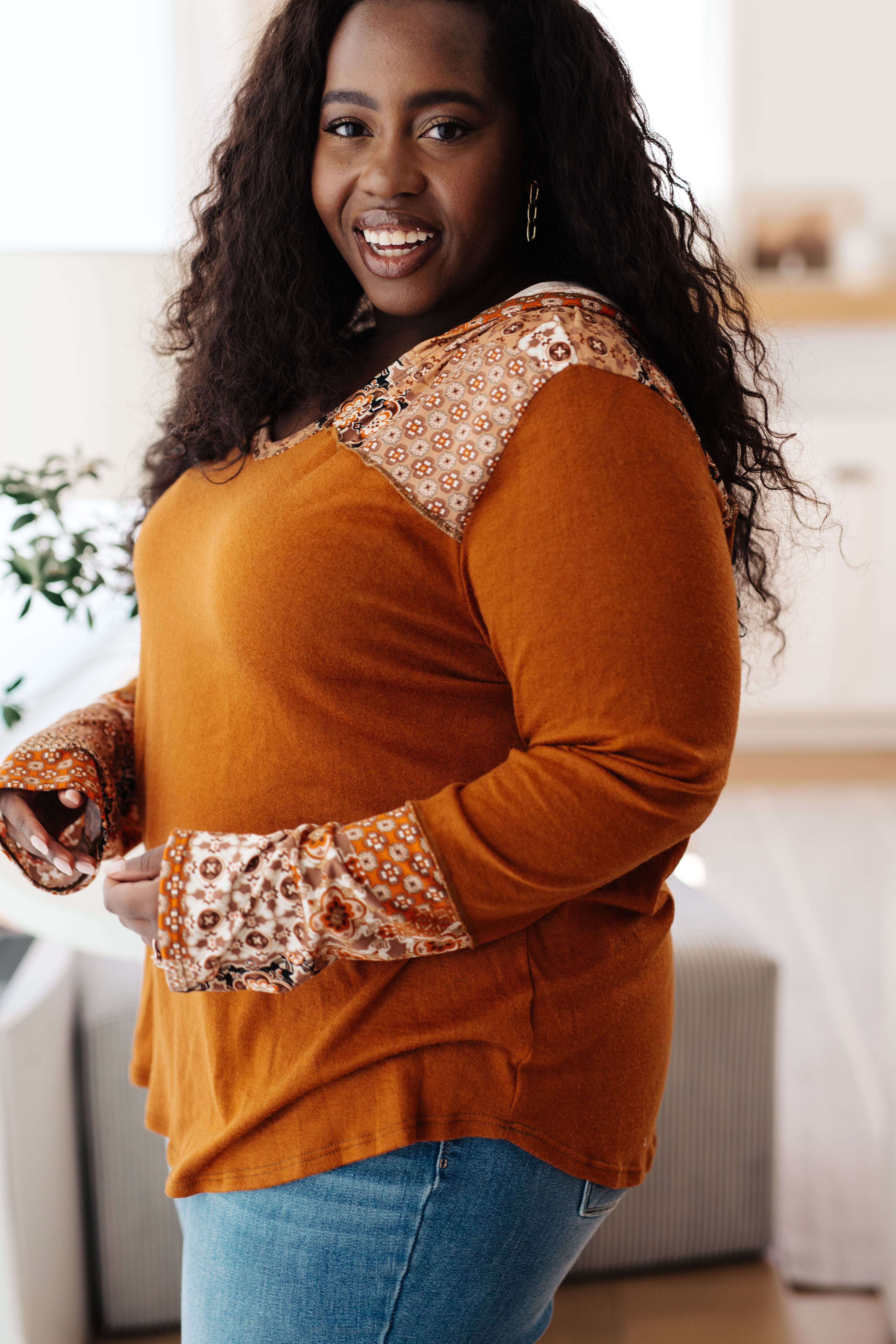 Sipping Iced Tea Mixed Print Hoodie Tops Ave Shops- Tilden Co.