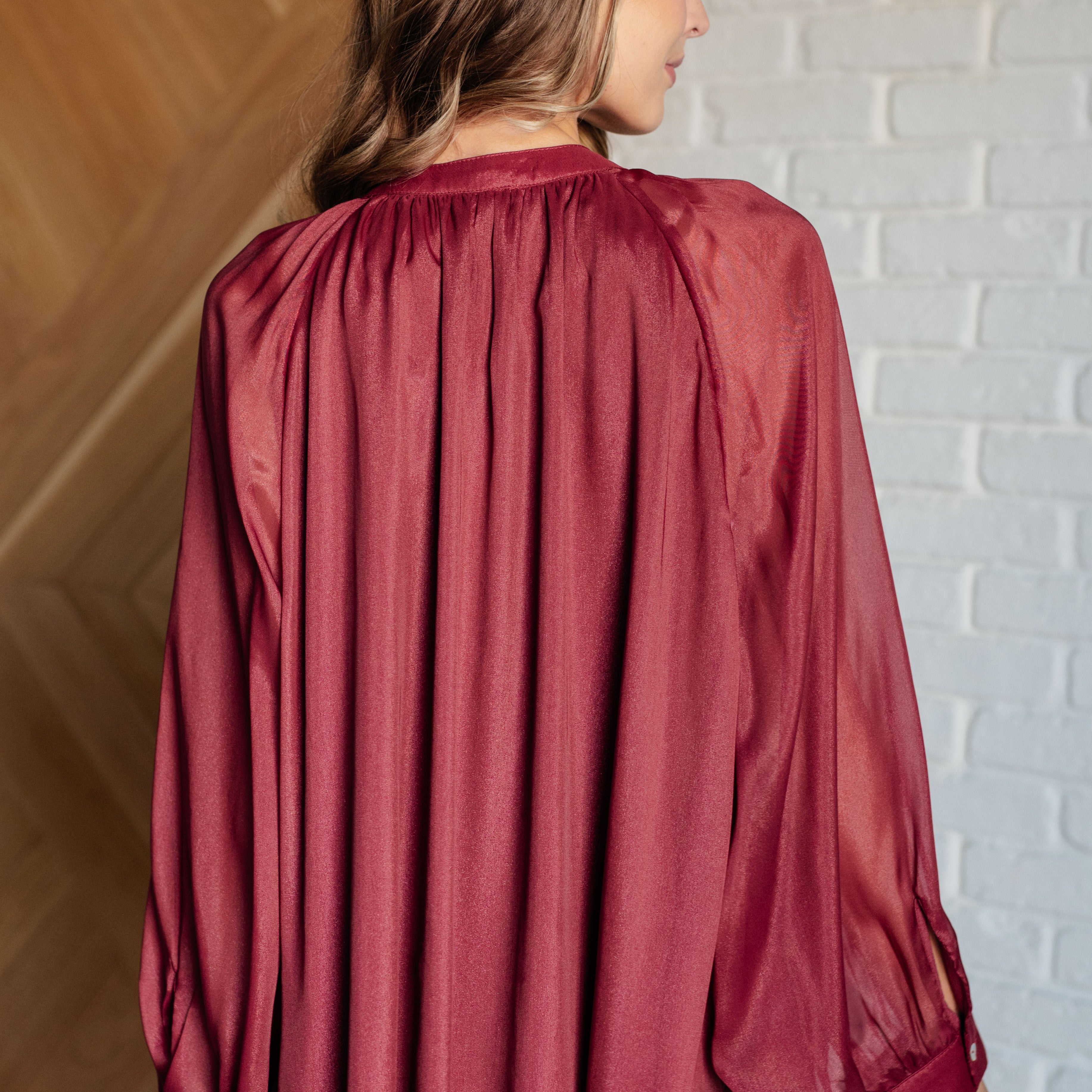 Smiles and Pouts Bat Sleeve Button Down Blouses Ave Shops- Tilden Co.