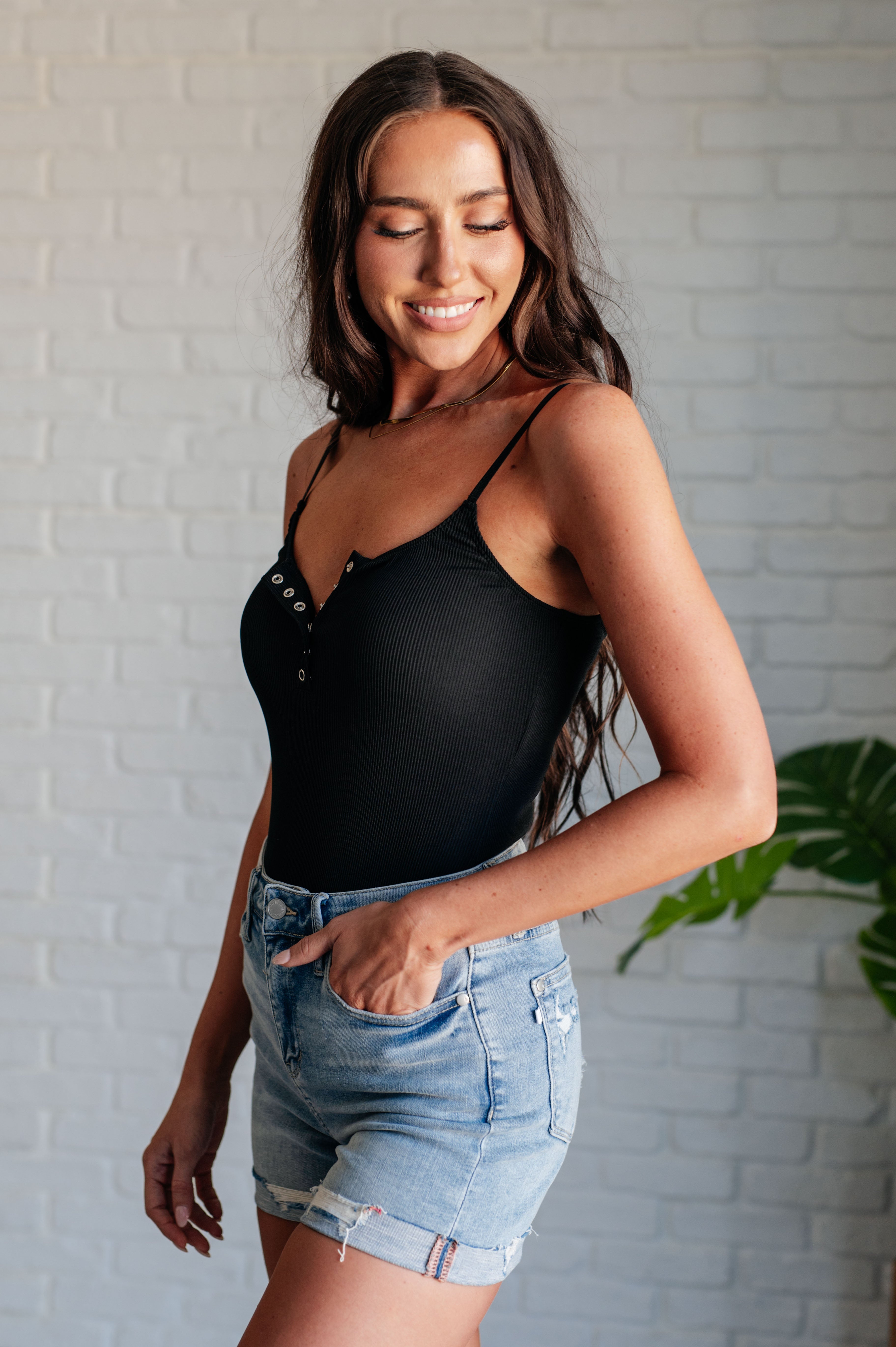 Snap it Up Spaghetti Strap Bodysuit Bodysuits Ave Shops- Tilden Co.