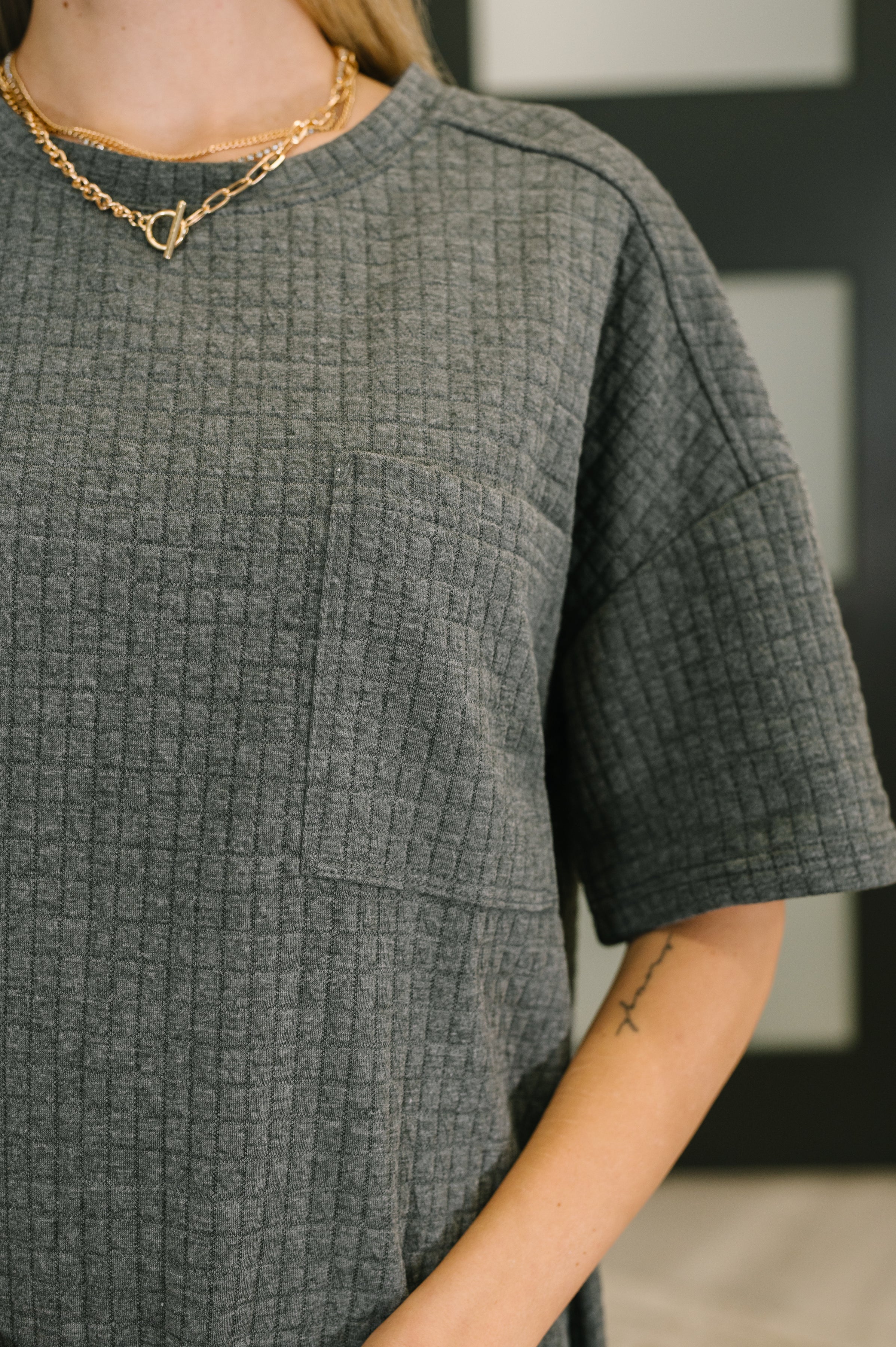 So Thoughtful That Way Textured T-Shirt Dress Womens Ave Shops- Tilden Co.