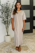 Soft But Savage Casual T-Shirt Dress in Beige Womens Ave Shops- Tilden Co.