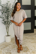 Soft But Savage Casual T-Shirt Dress in Beige Womens Ave Shops- Tilden Co.