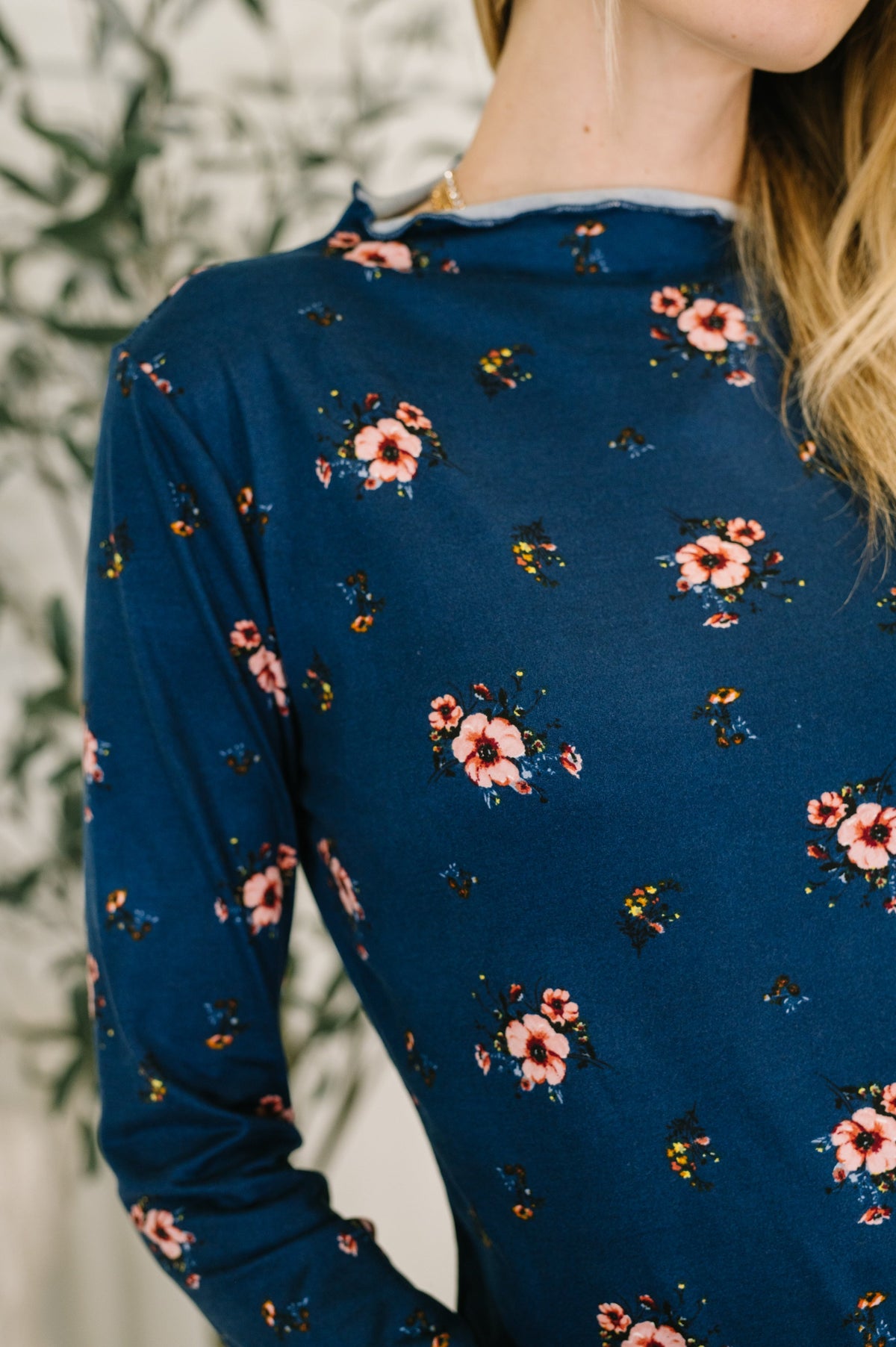Something in the Air Lettuce Hem Longsleeve Top in Navy Womens Ave Shops- Tilden Co.