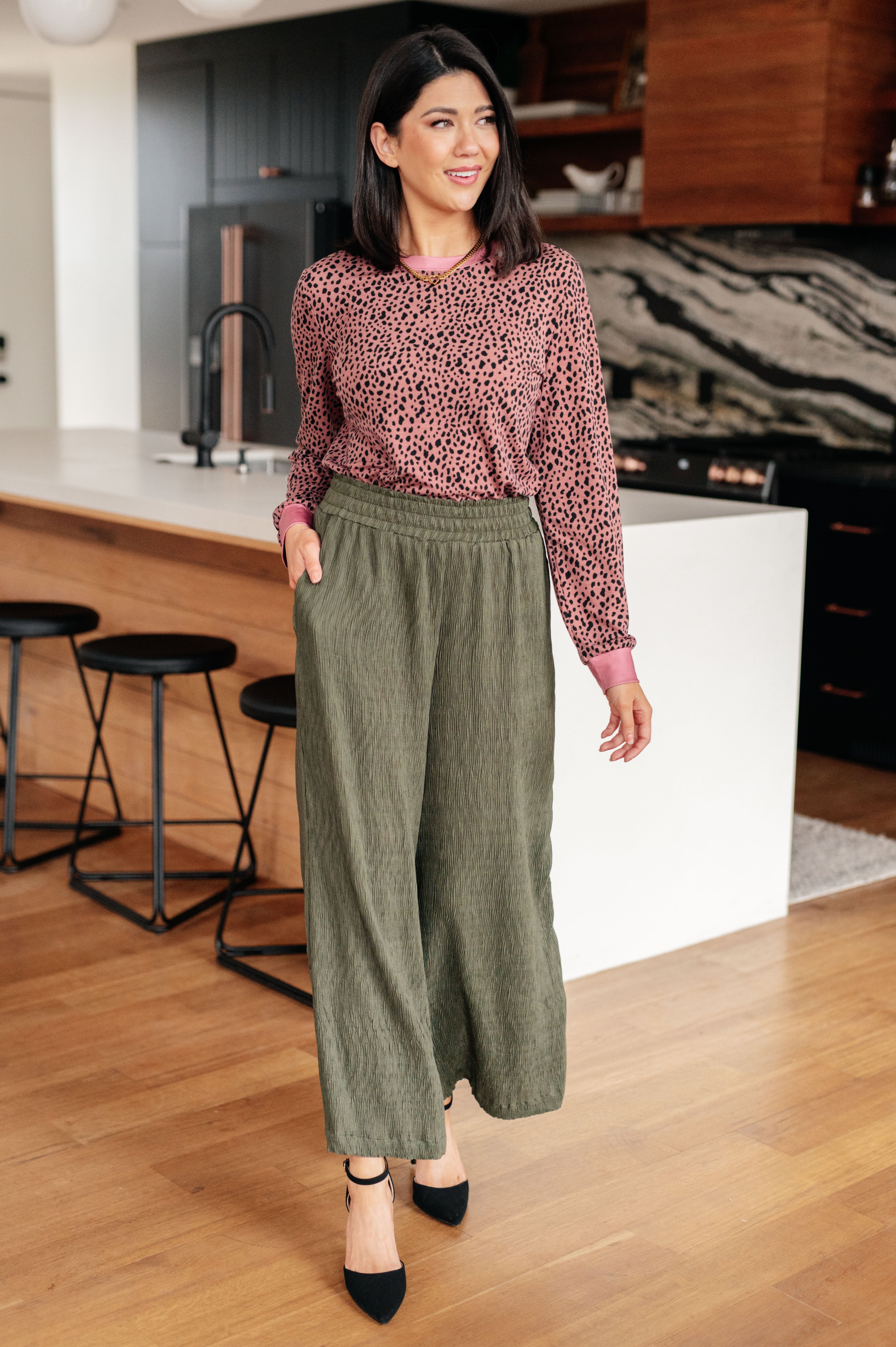 Spotted Around Town Long Sleeve Top Tops Ave Shops- Tilden Co.