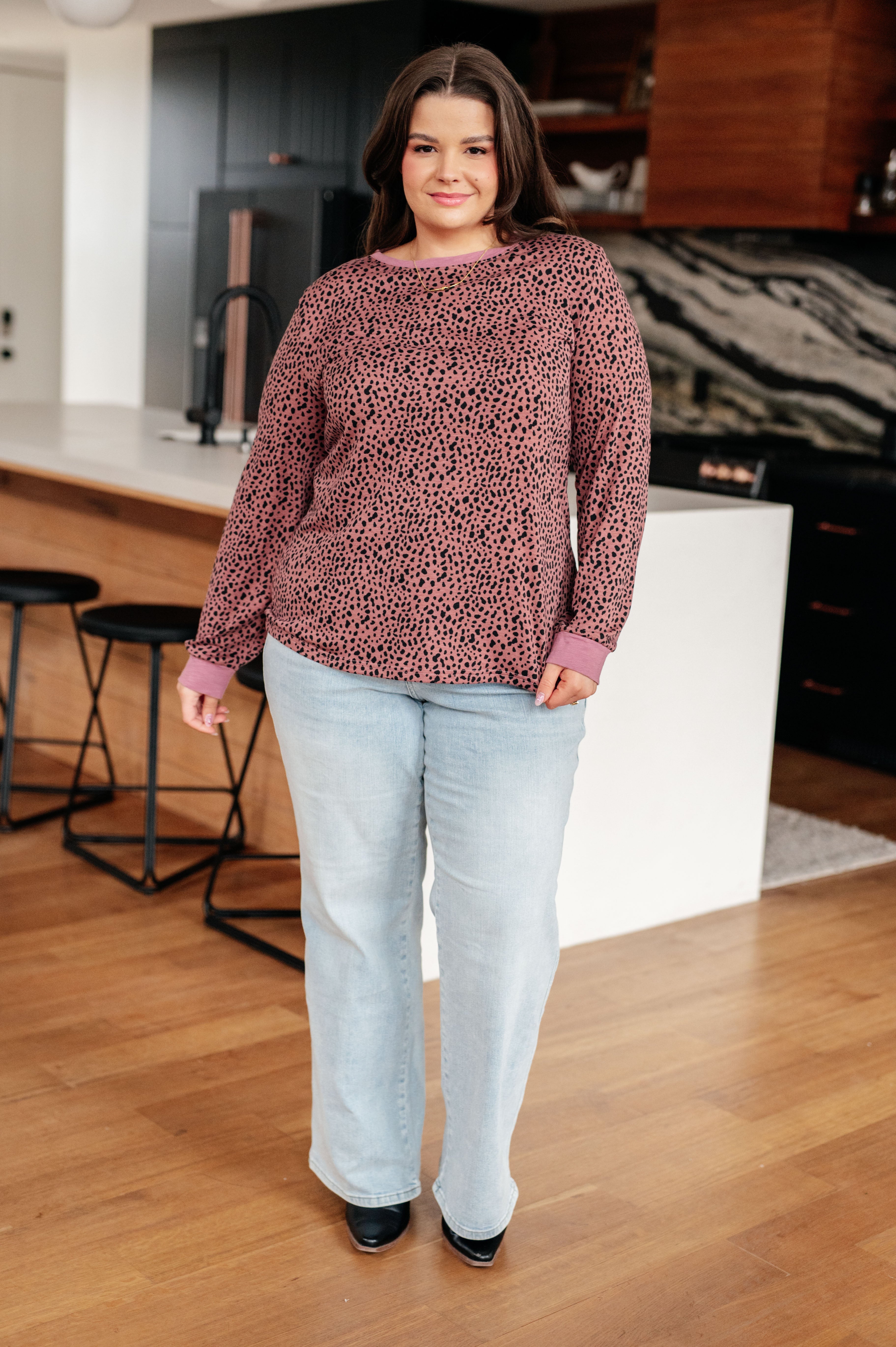 Spotted Around Town Long Sleeve Top Tops Ave Shops- Tilden Co.