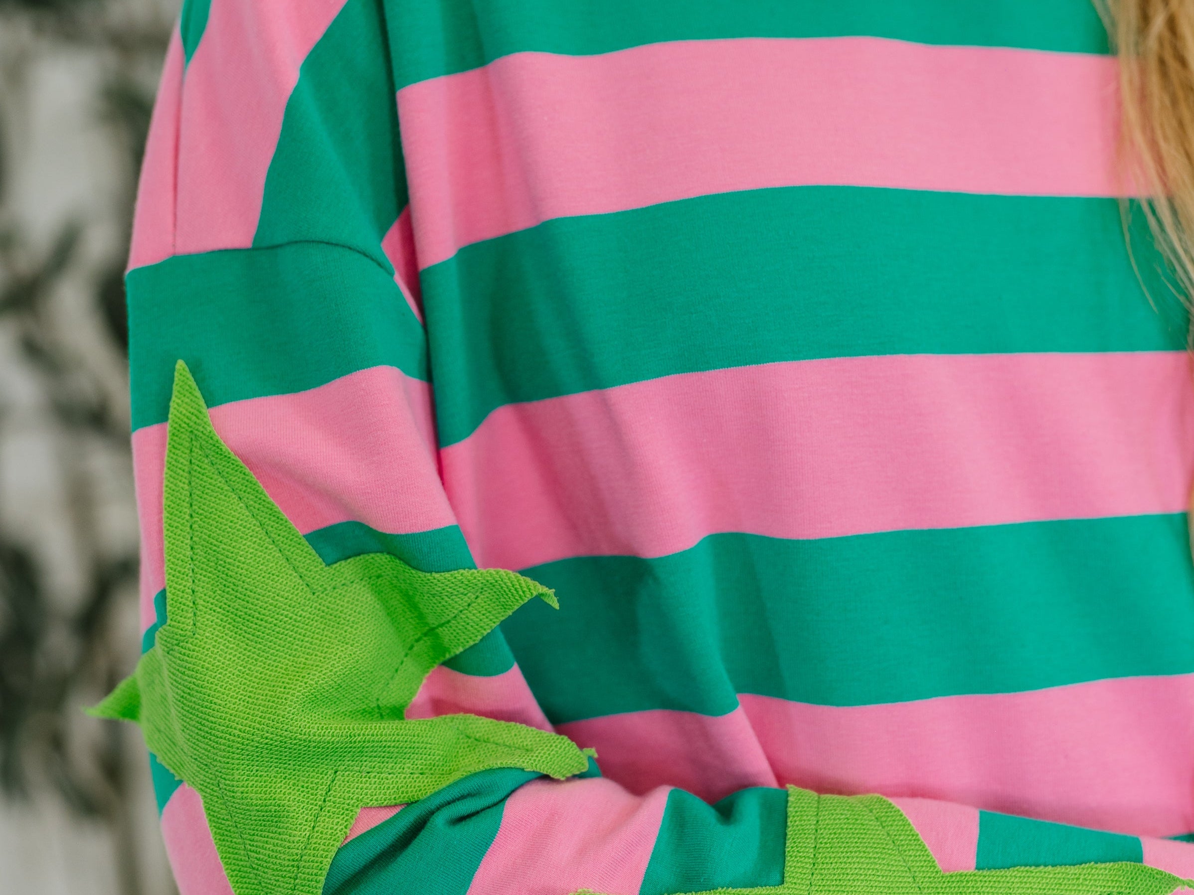 Stars On Stripes Patchwork Striped Sweatshirt Womens Ave Shops- Tilden Co.