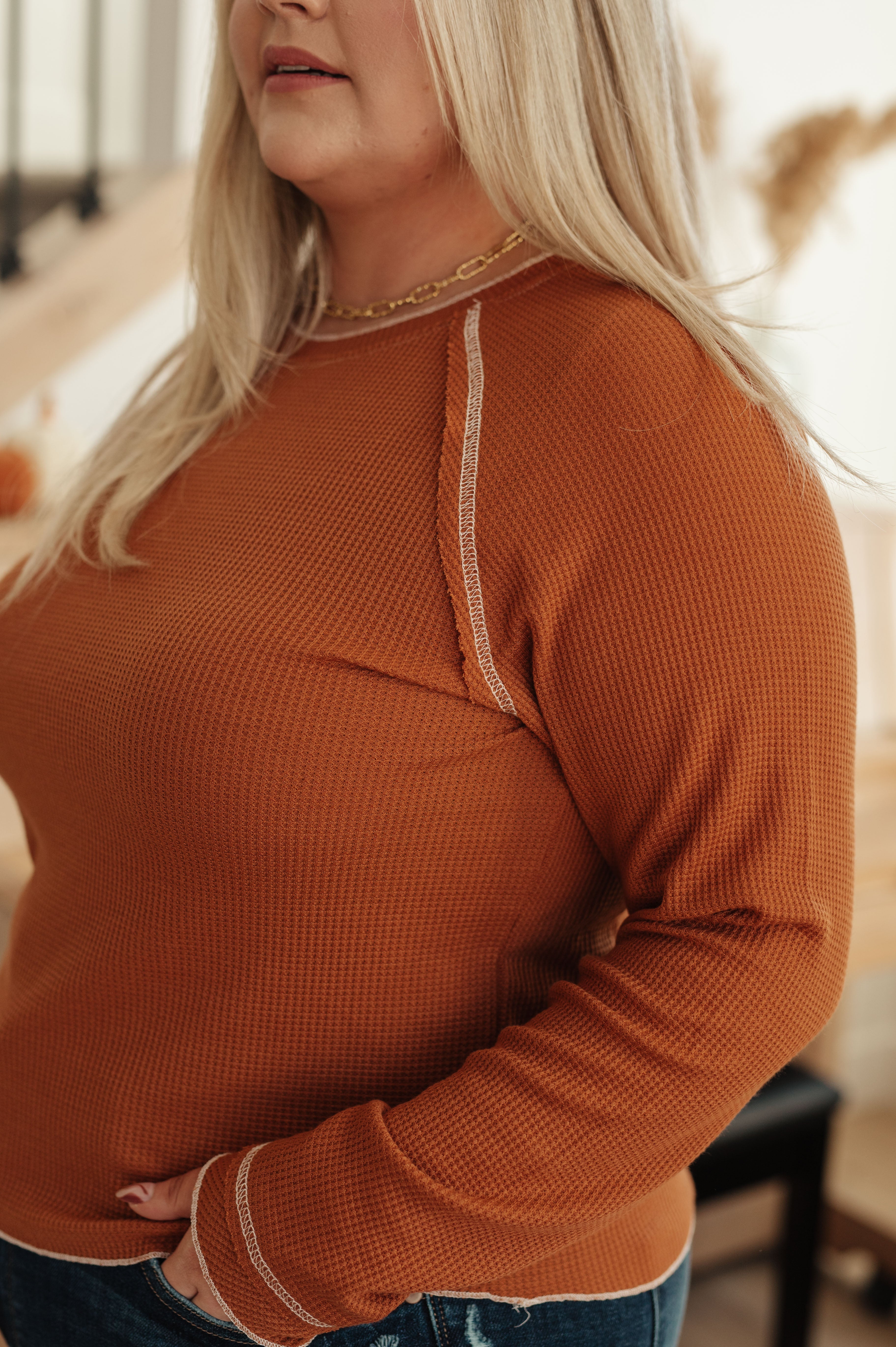 Stitch In Time Waffle Knit Top Tops Ave Shops- Tilden Co.