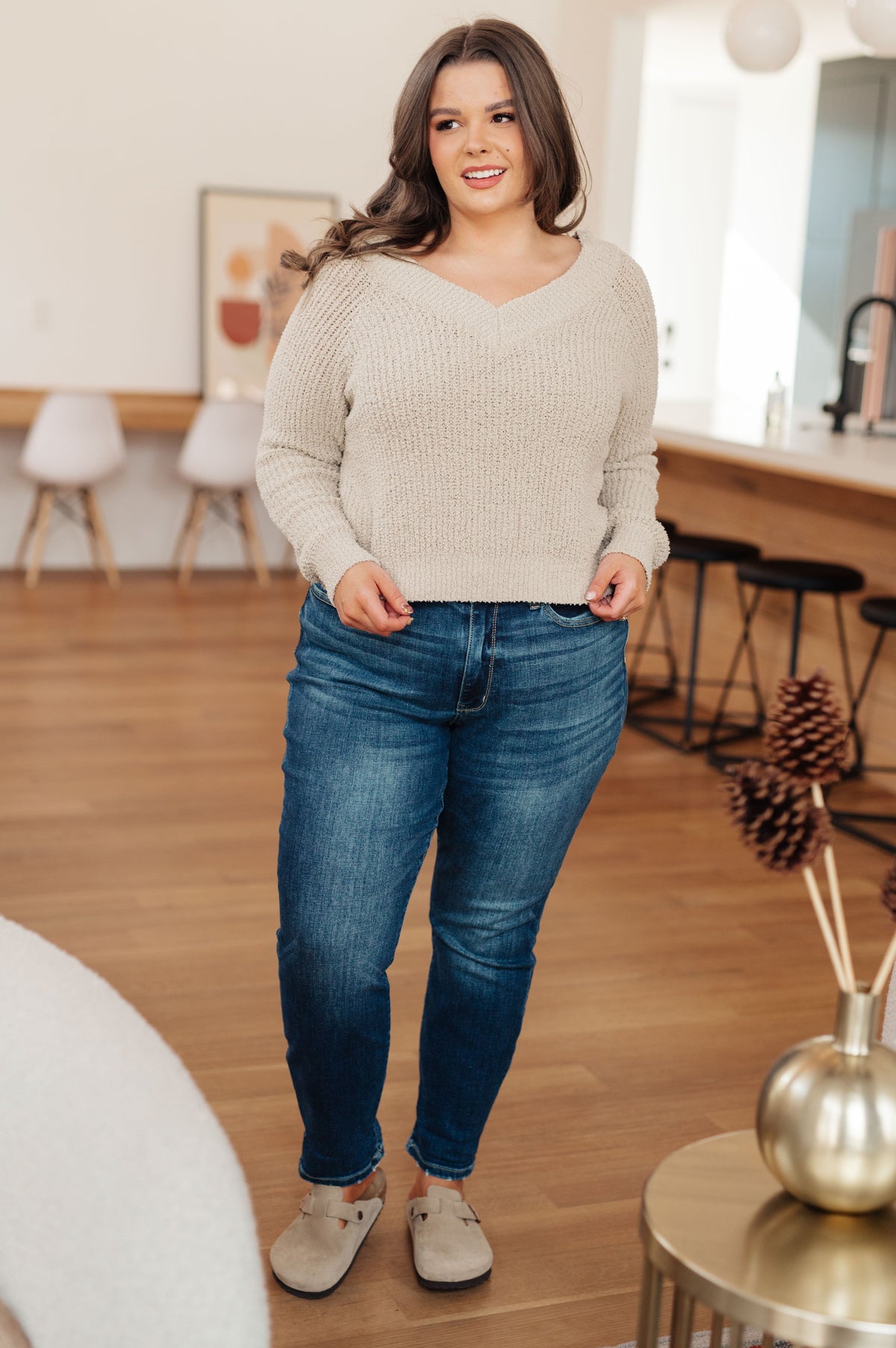 Stuck In The Moment V-Neck Sweater Tops Ave Shops- Tilden Co.