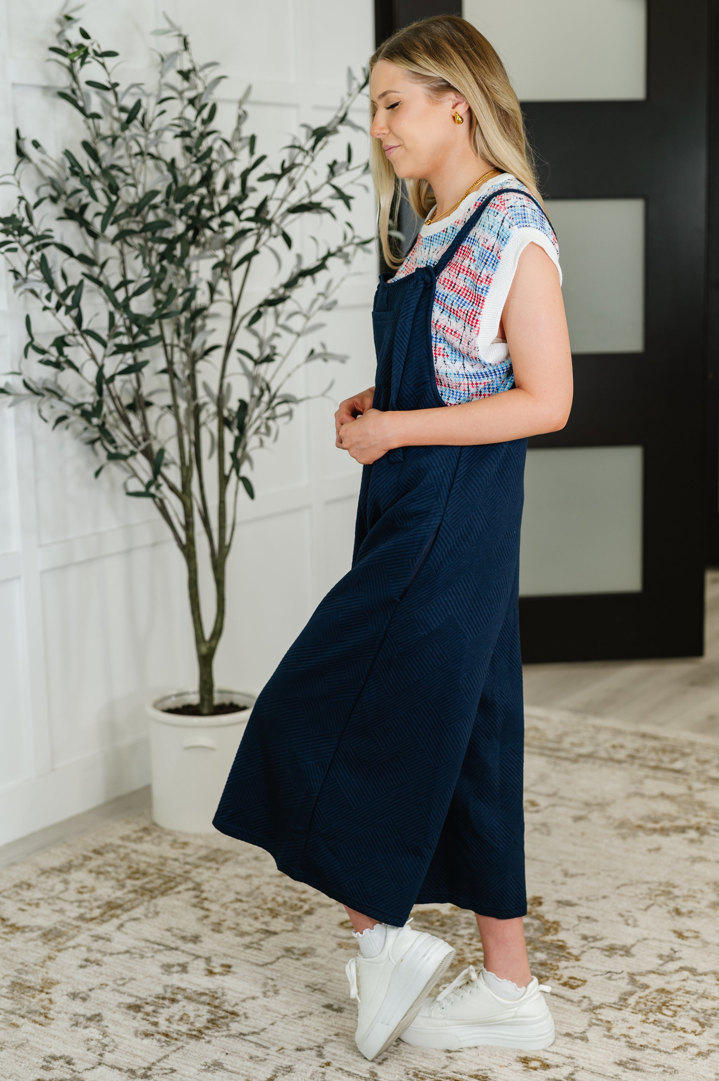 Suit Yourself Adjustable Strap Jumpsuit in Navy Womens Ave Shops- Tilden Co.